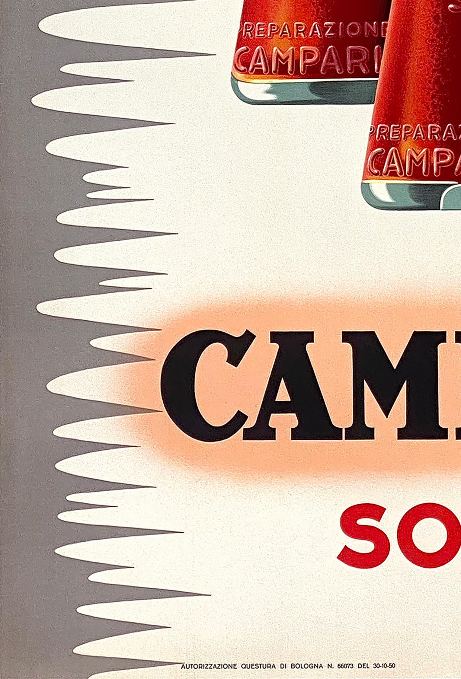 20th Century Campari Soda, 1950s Vintage Italian Alcohol Poster Giovanni Mingozzi