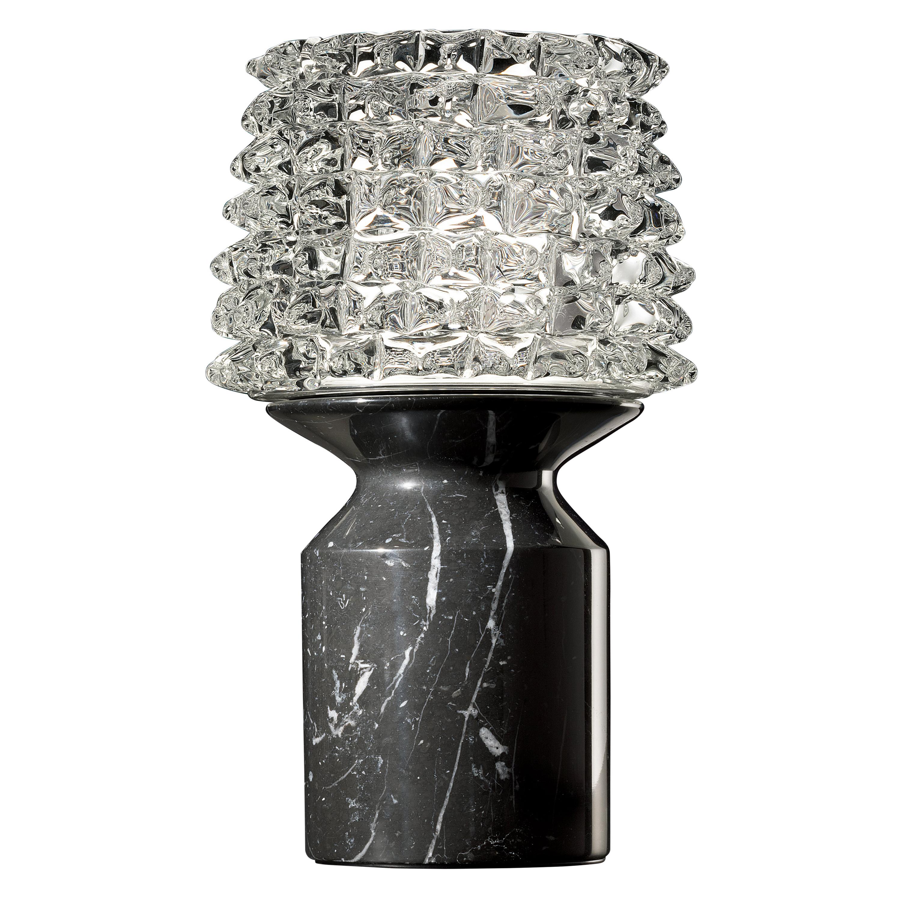 Camparino 7359 Table Lamp in Glass with Black Marble Finish, by Barovier&Toso