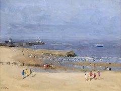 Low Tide - Gorleston - Impressionistische figurative Landschaft, Öl von Campbell Mellon