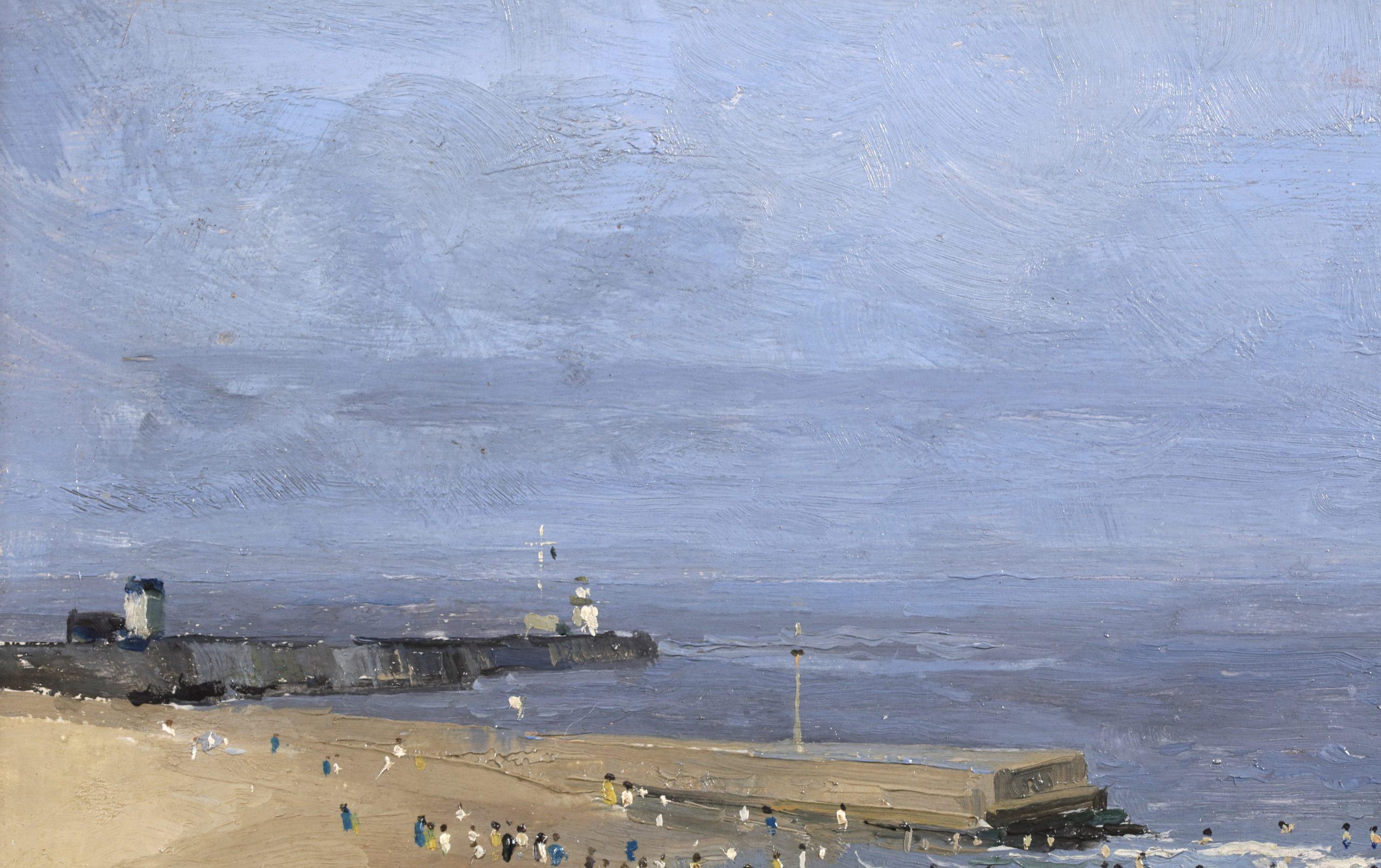 Bassa marea - Gorleston - Paesaggio figurativo impressionista Olio di Campbell Mellon - Painting Impressionismo di Campbell Archibald Mellon
