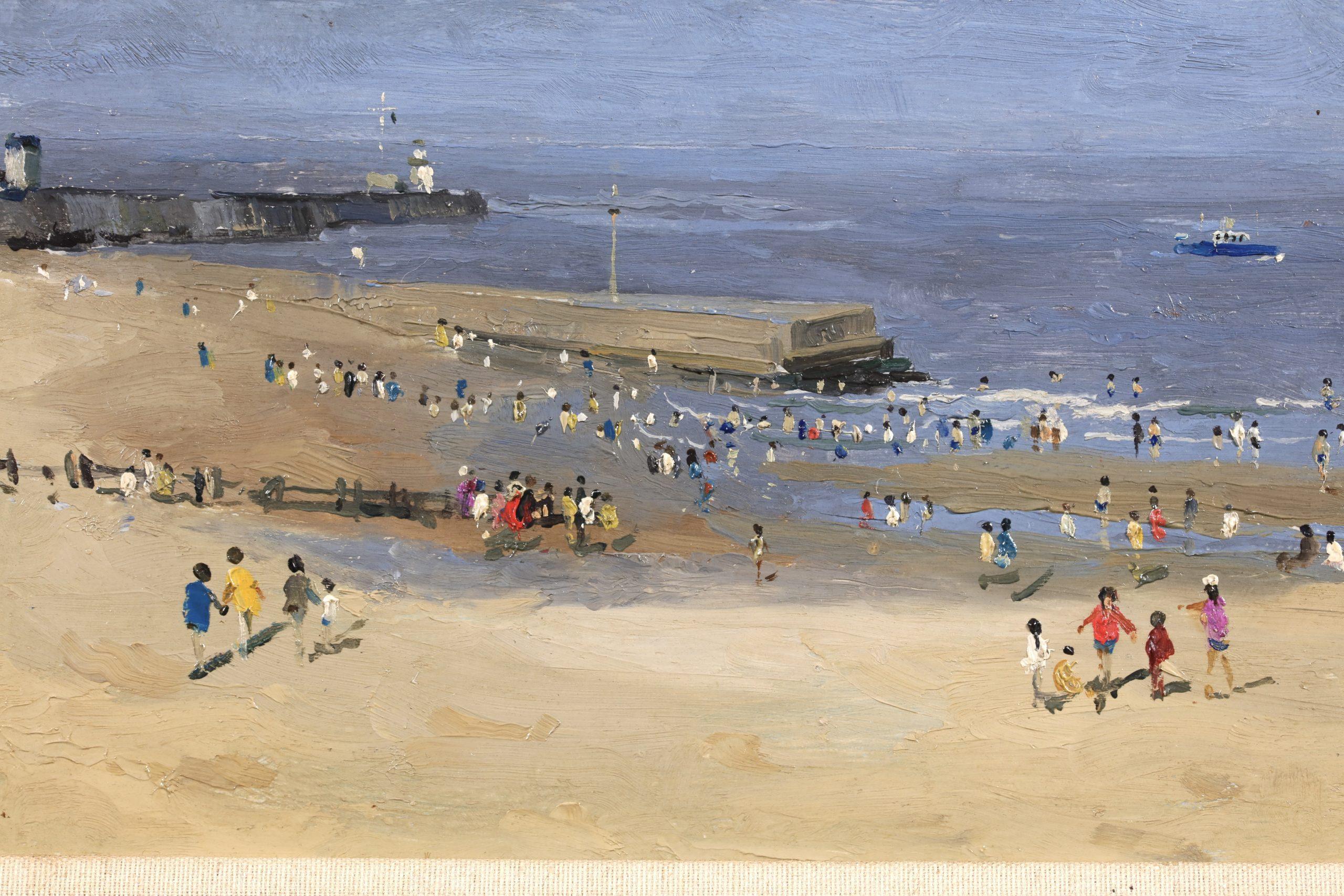 Bassa marea - Gorleston - Paesaggio figurativo impressionista Olio di Campbell Mellon 2