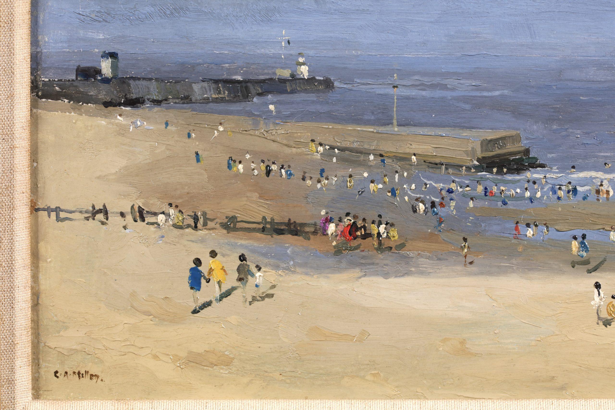 Bassa marea - Gorleston - Paesaggio figurativo impressionista Olio di Campbell Mellon 3