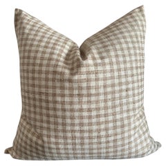 Campbell Checkered Linen Pillow with Down Feather Insert