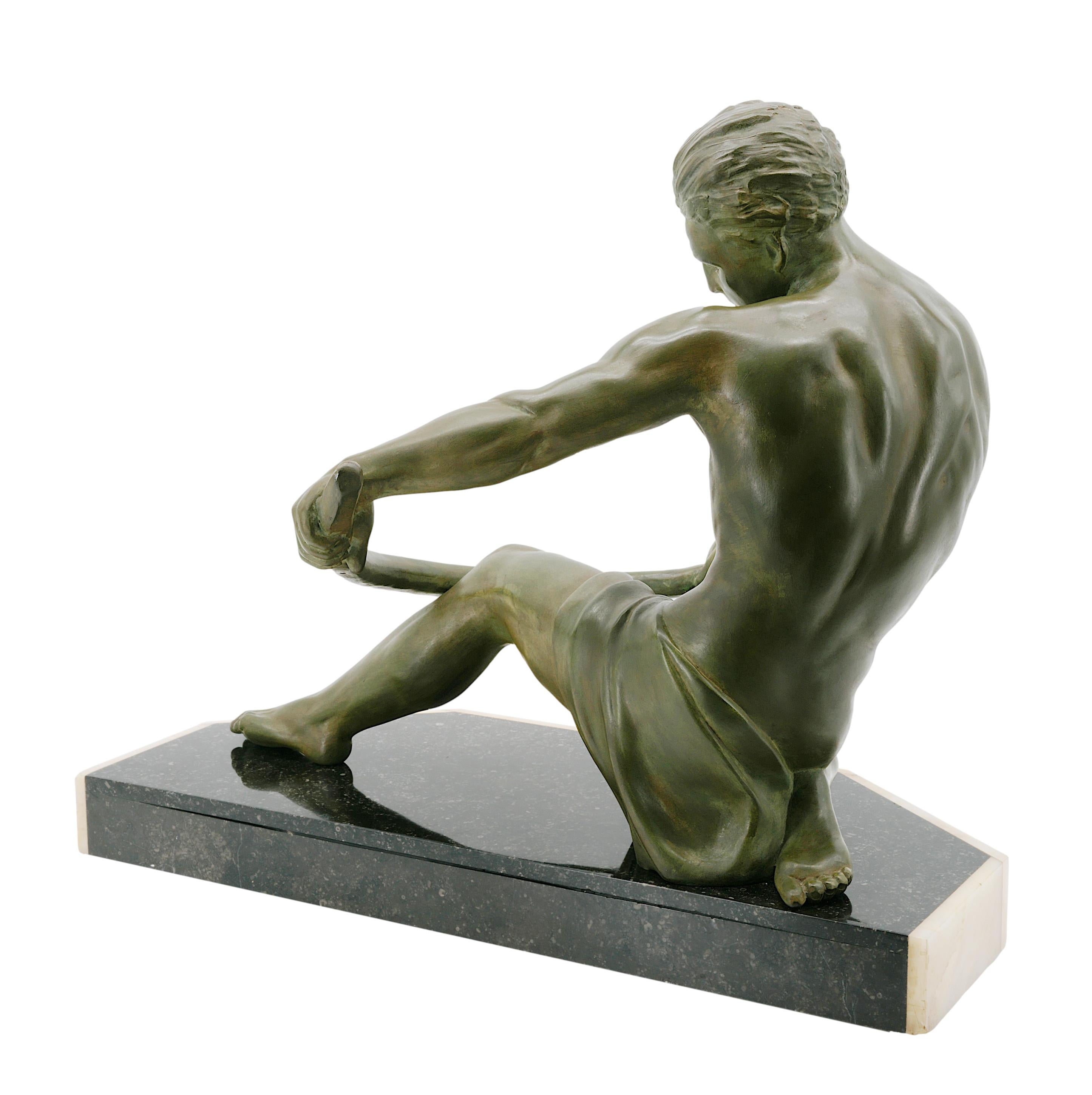 CAMPBELL French Art Deco Man Sculpture, 1920 For Sale 8