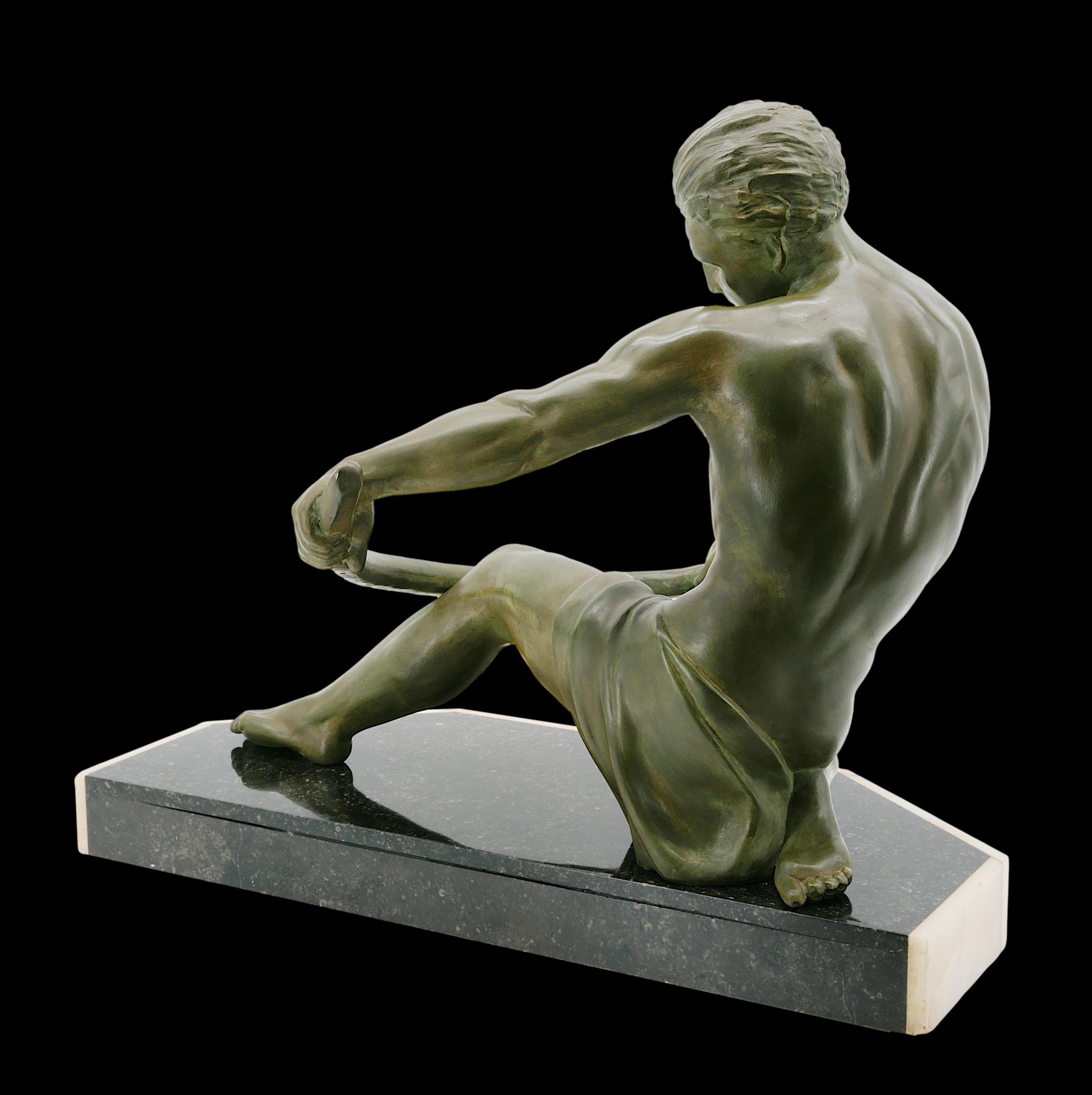 CAMPBELL French Art Deco Man Sculpture, 1920 For Sale 9