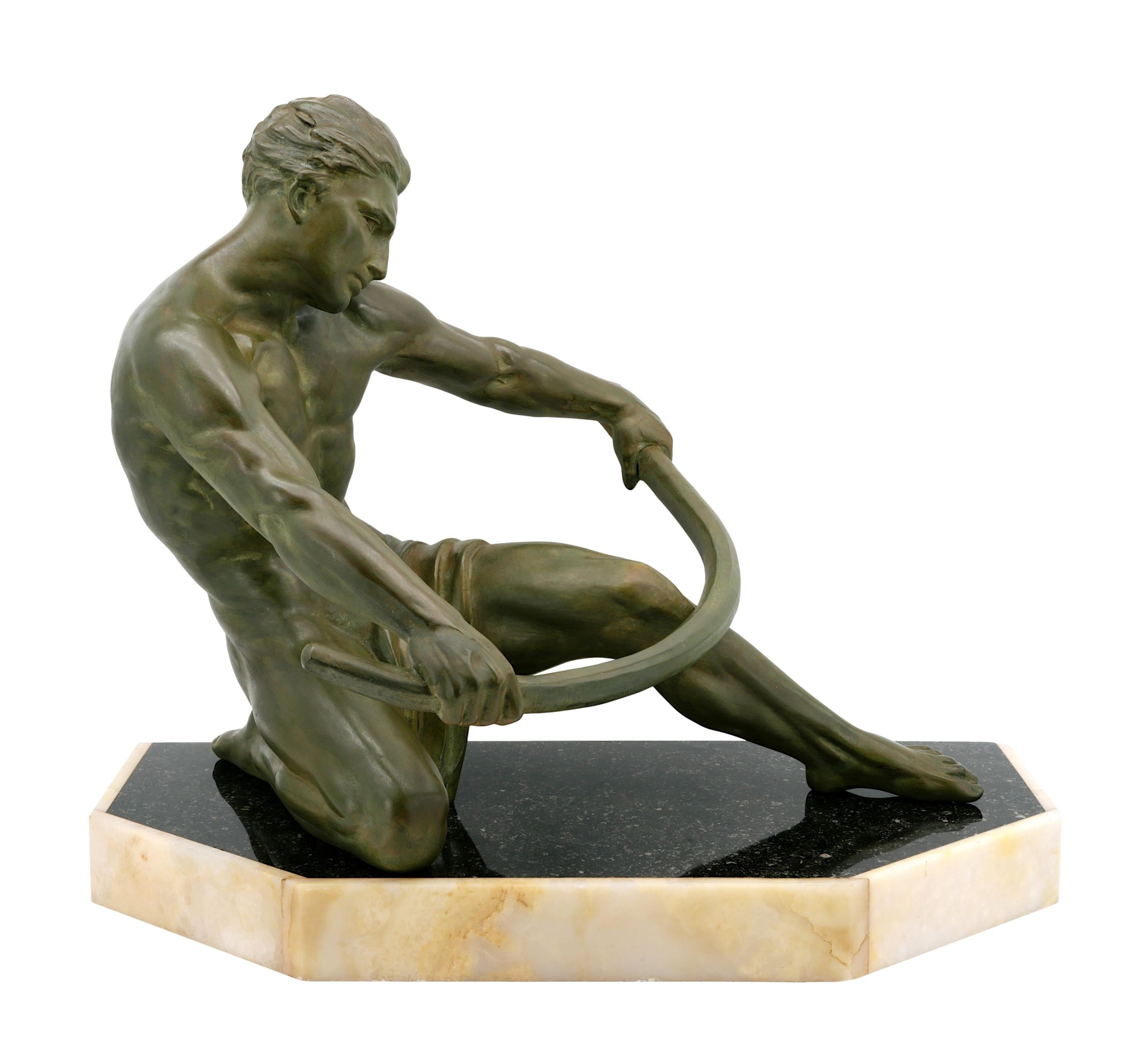 Onyx CAMPBELL French Art Deco Man Sculpture, 1920 For Sale