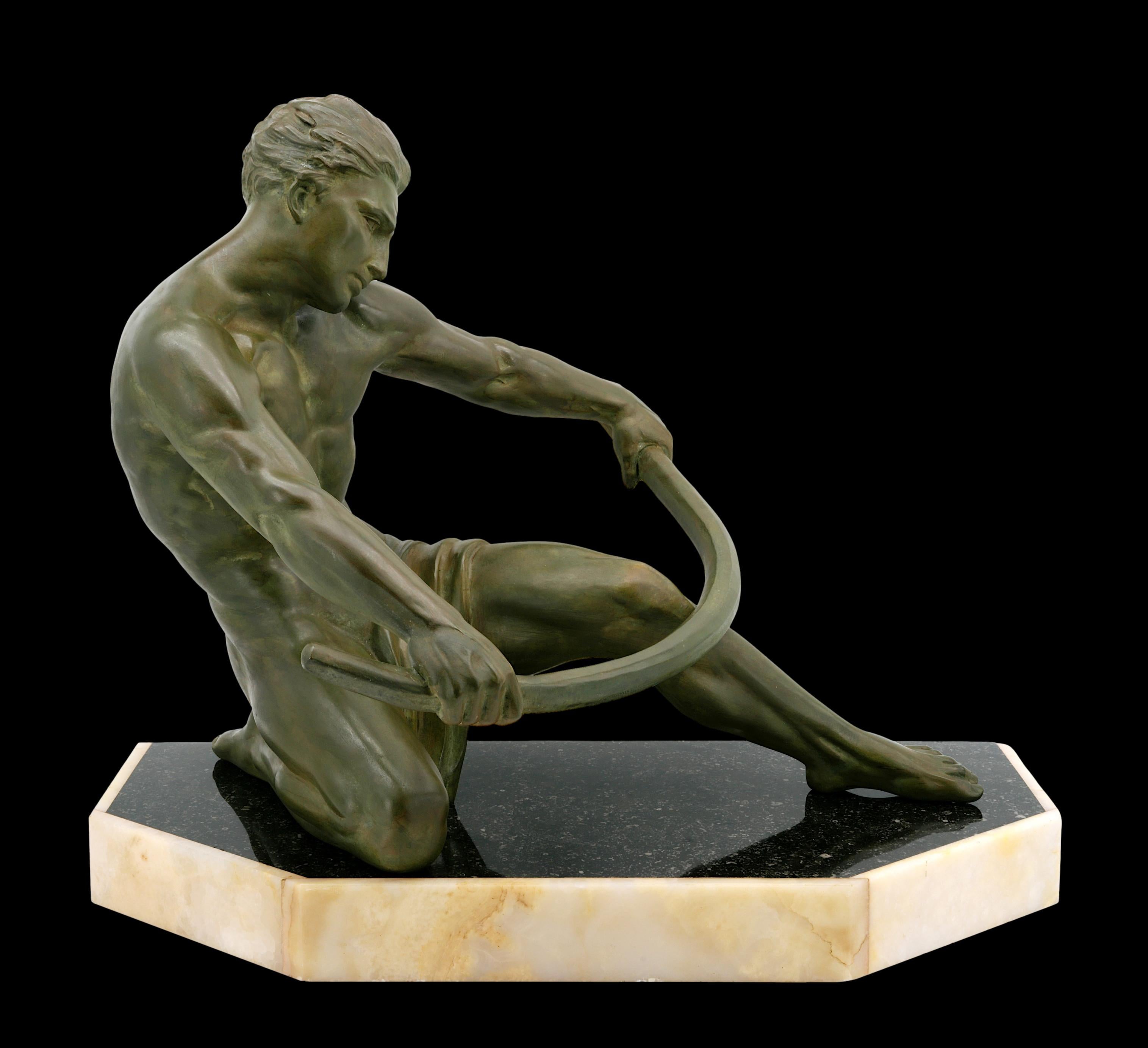 CAMPBELL French Art Deco Man Sculpture, 1920 For Sale 1