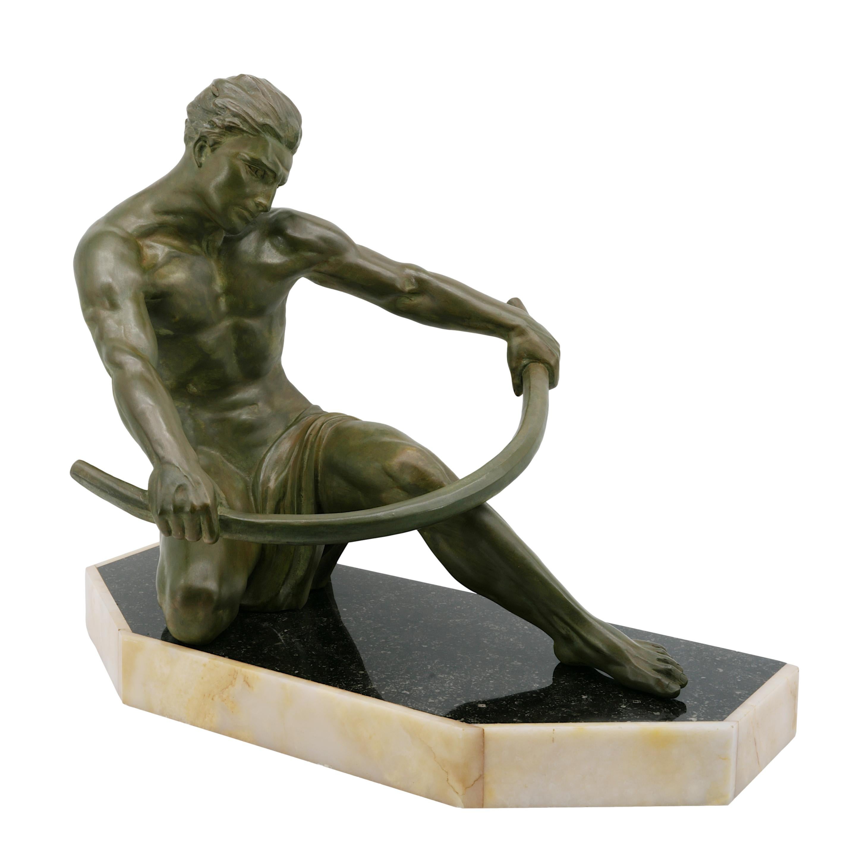 CAMPBELL French Art Deco Man Sculpture, 1920 For Sale 2
