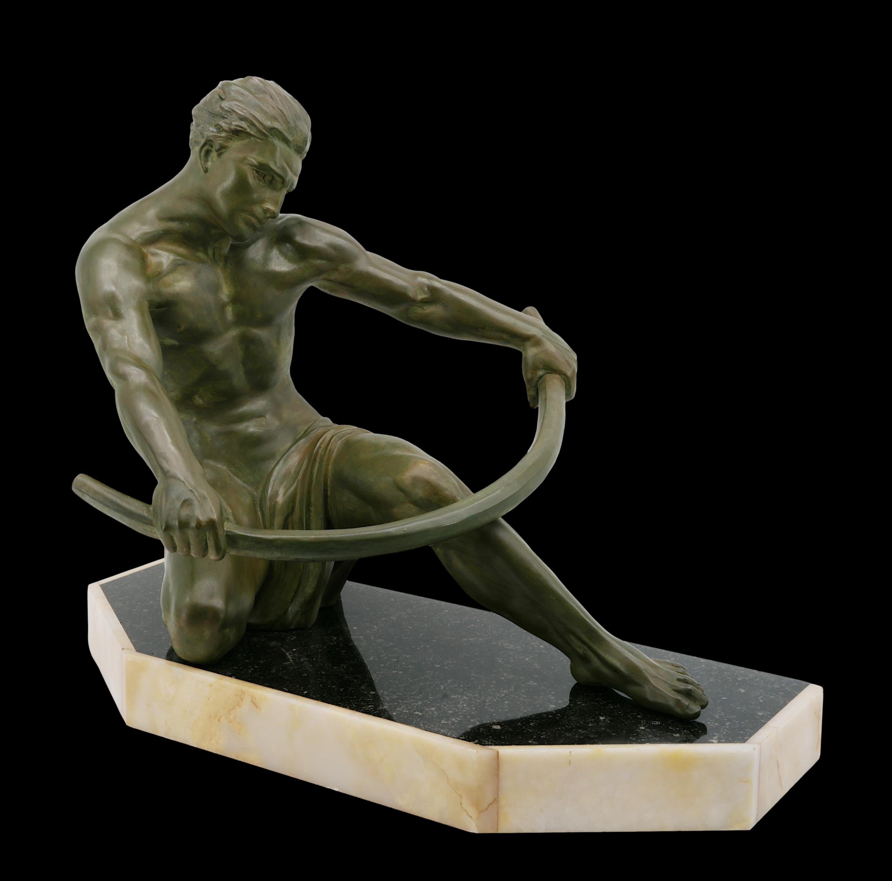 CAMPBELL French Art Deco Man Sculpture, 1920 For Sale 3
