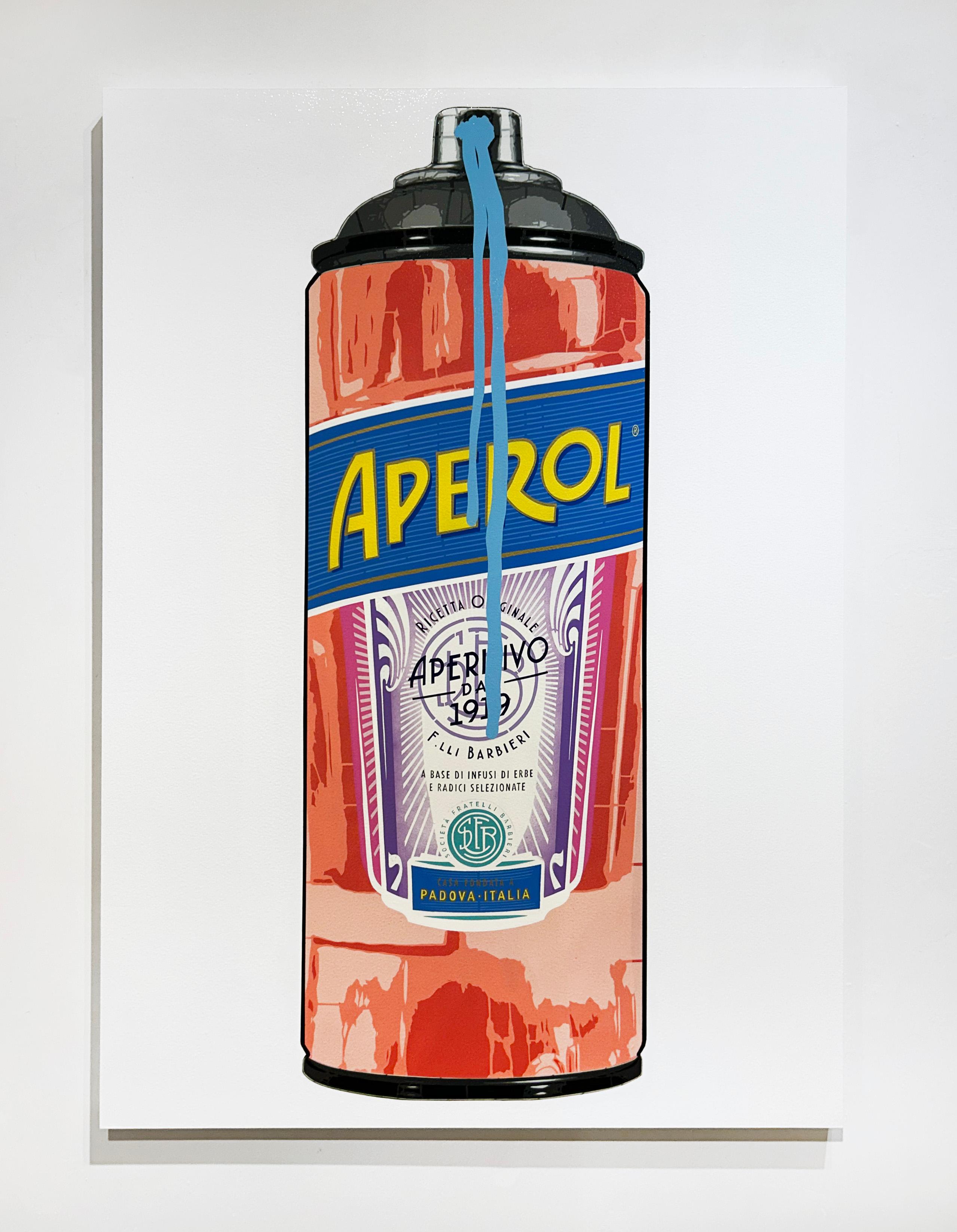 Aperol Bloom (Light Blue Drip) - Contemporary Painting by Campbell la Pun