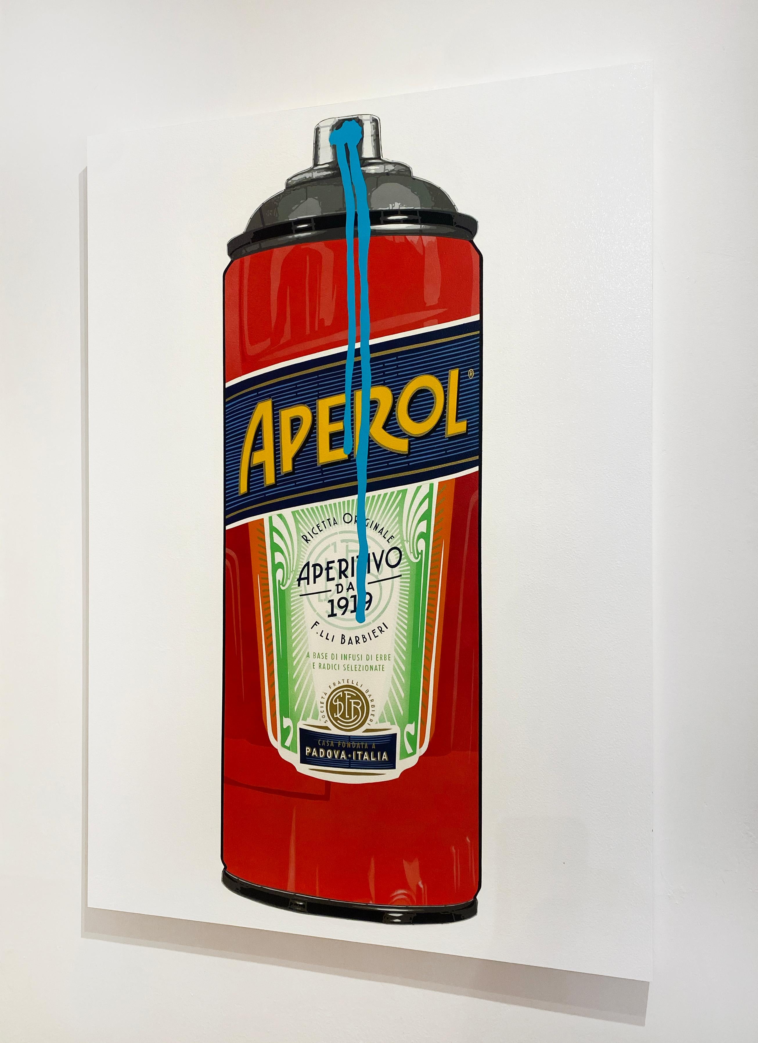 Aperol (Cyan Drip) - Contemporary Painting by Campbell la Pun