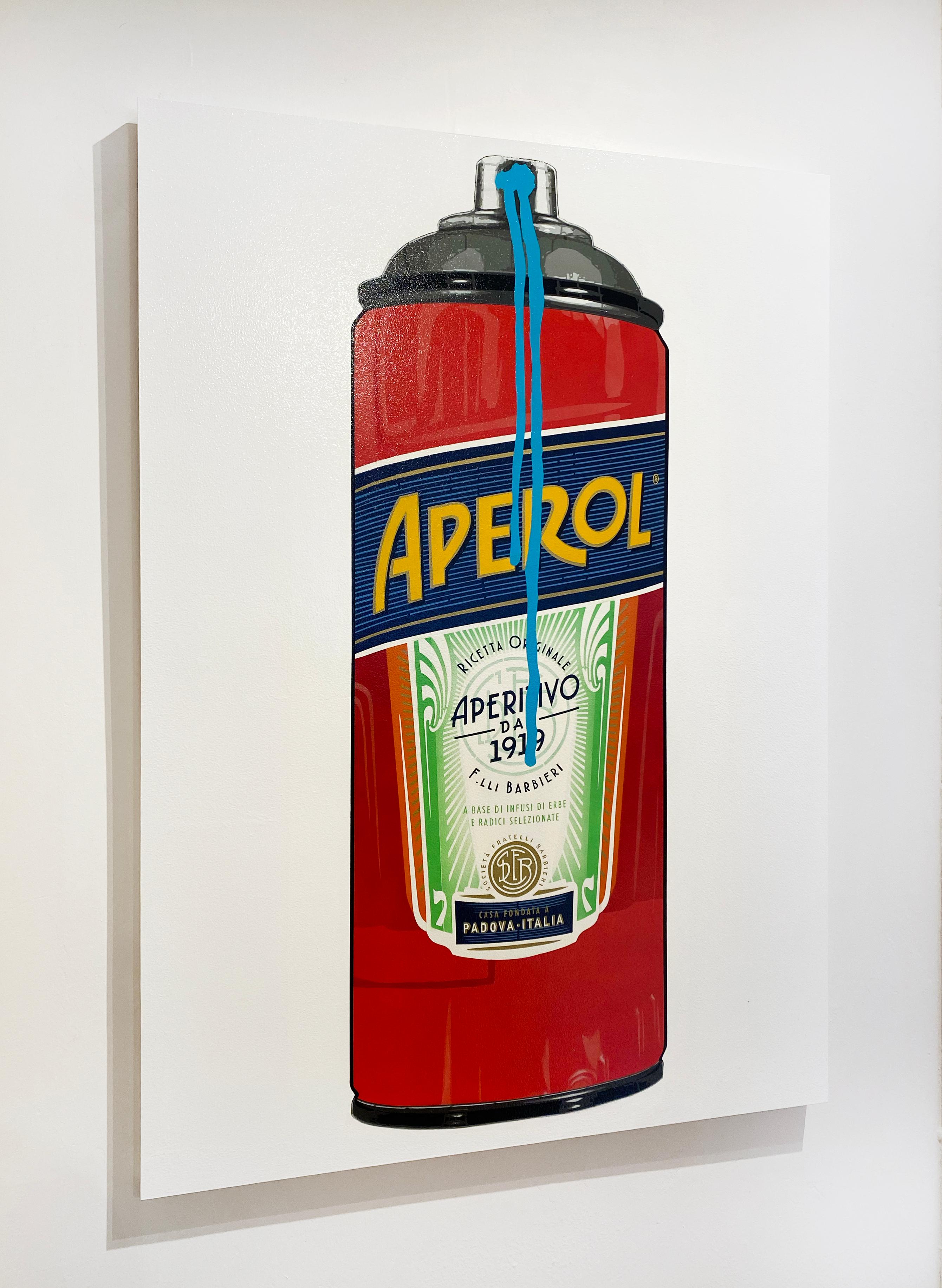 Artist:  La Pun, Campbell
Title:  Aperol (Cyan Drip)
Series:  Aperol
Date:  2023
Medium:  Aerosol on Panel
Unframed Dimensions:  40.5