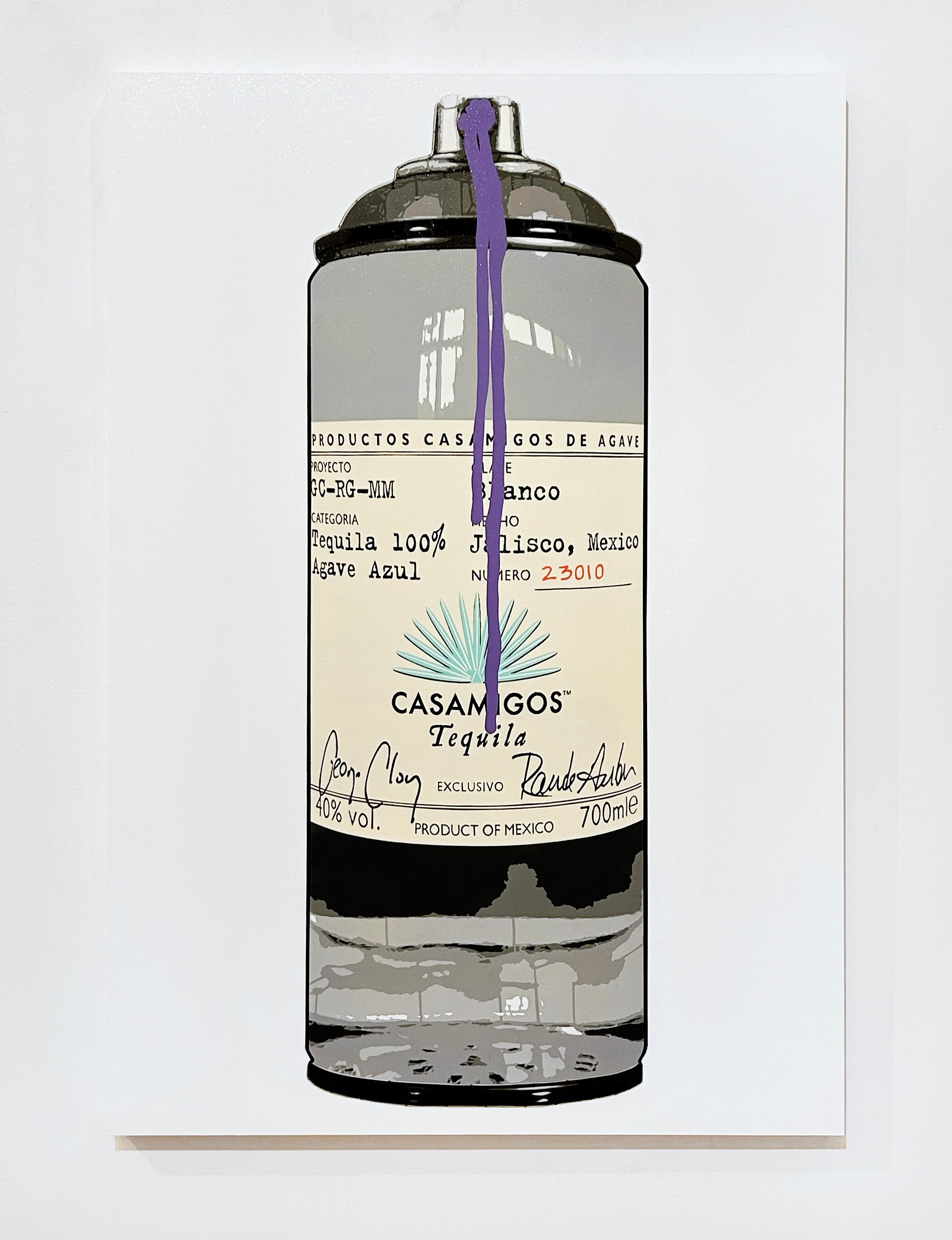 Casamigos Blanco (Purple Drip) - Painting Contemporaneo di Campbell la Pun