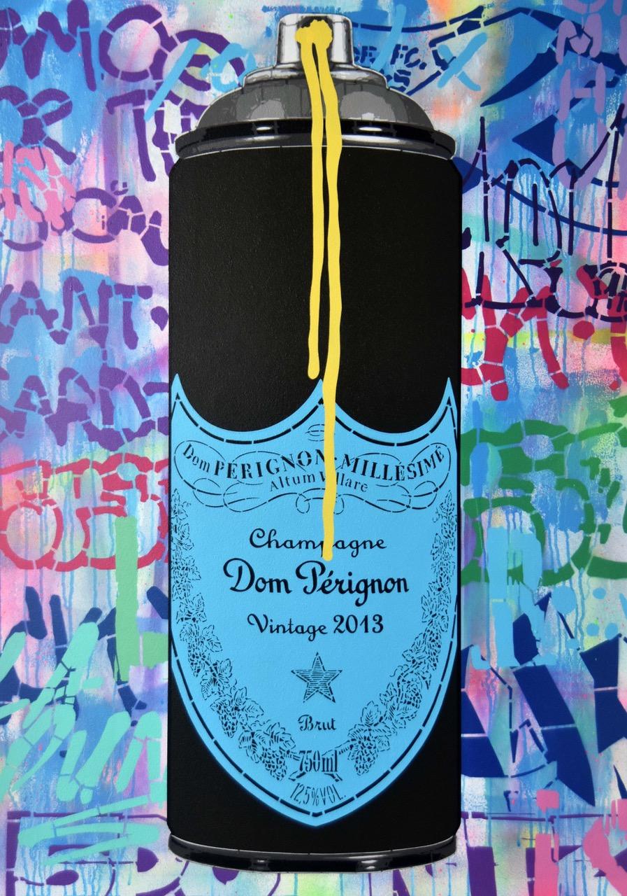 Dom Light Blue 2013 - Street - Painting by Campbell la Pun