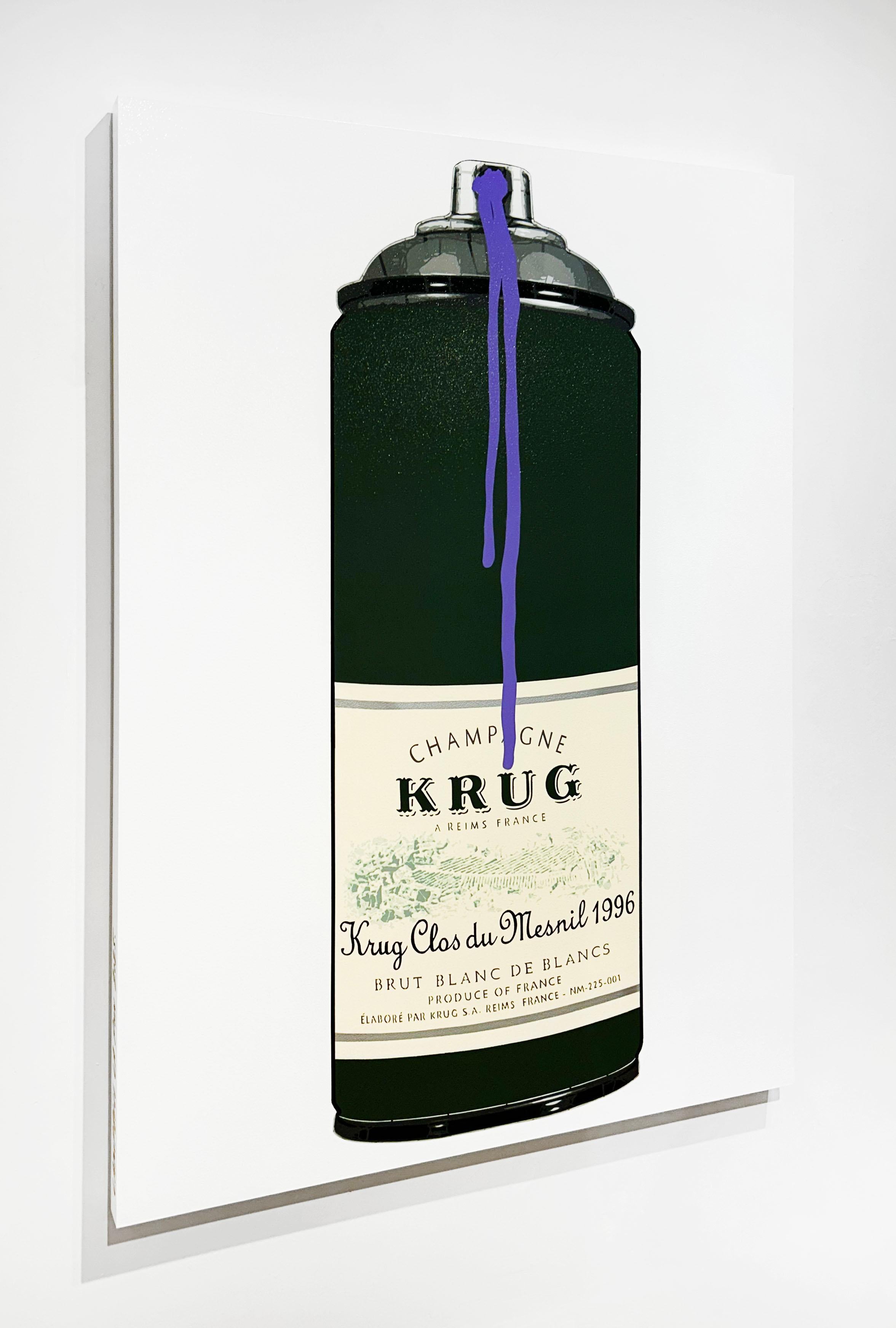 Artist:  La Pun, Campbell
Title:  Krug CDM 1996 (Purple Drip)
Series:  Krug
Date:  2025
Medium:  Aerosol on Panel
Unframed Dimensions:  40.5
