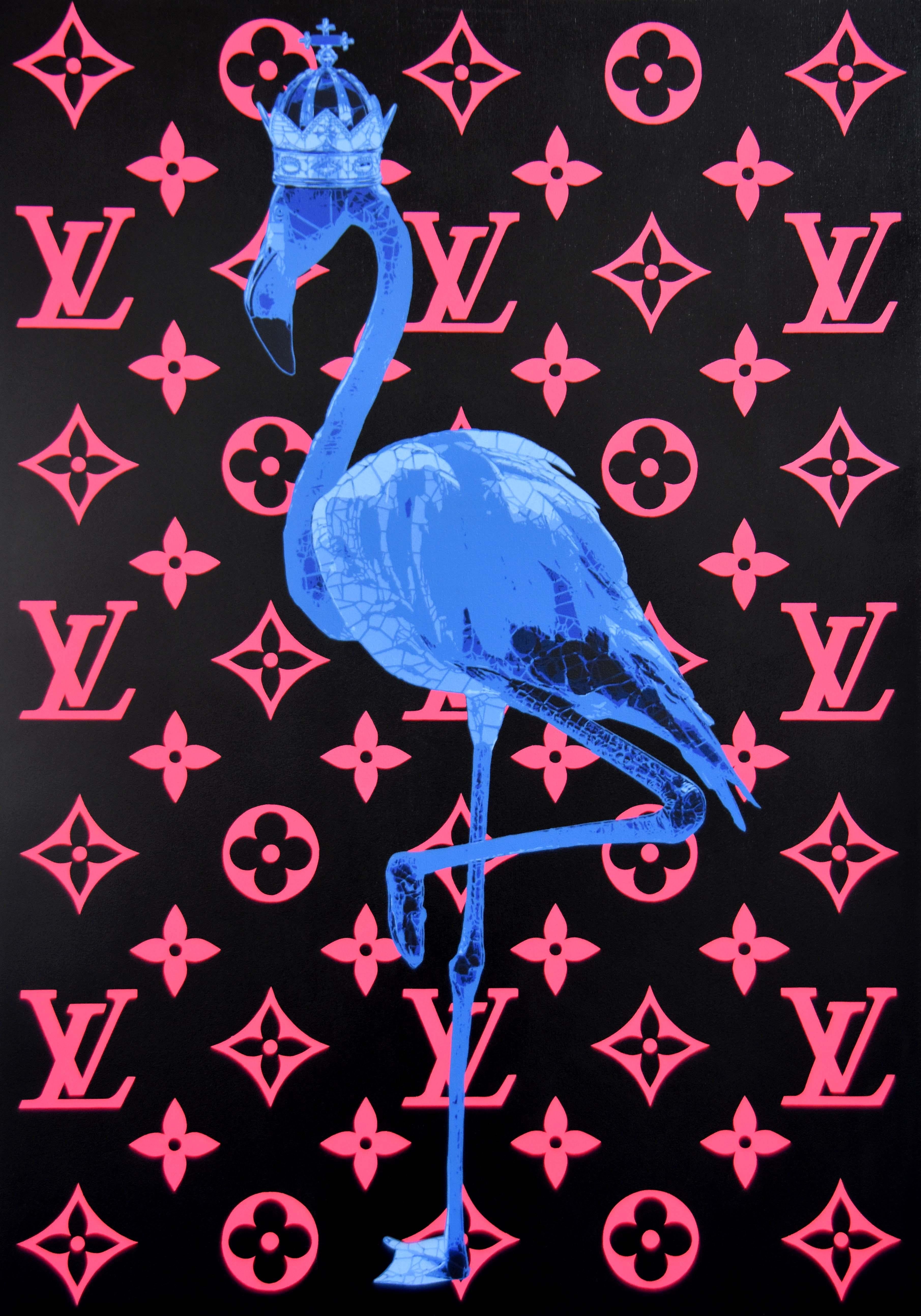LV Flamingo - Scores - Painting by Campbell la Pun