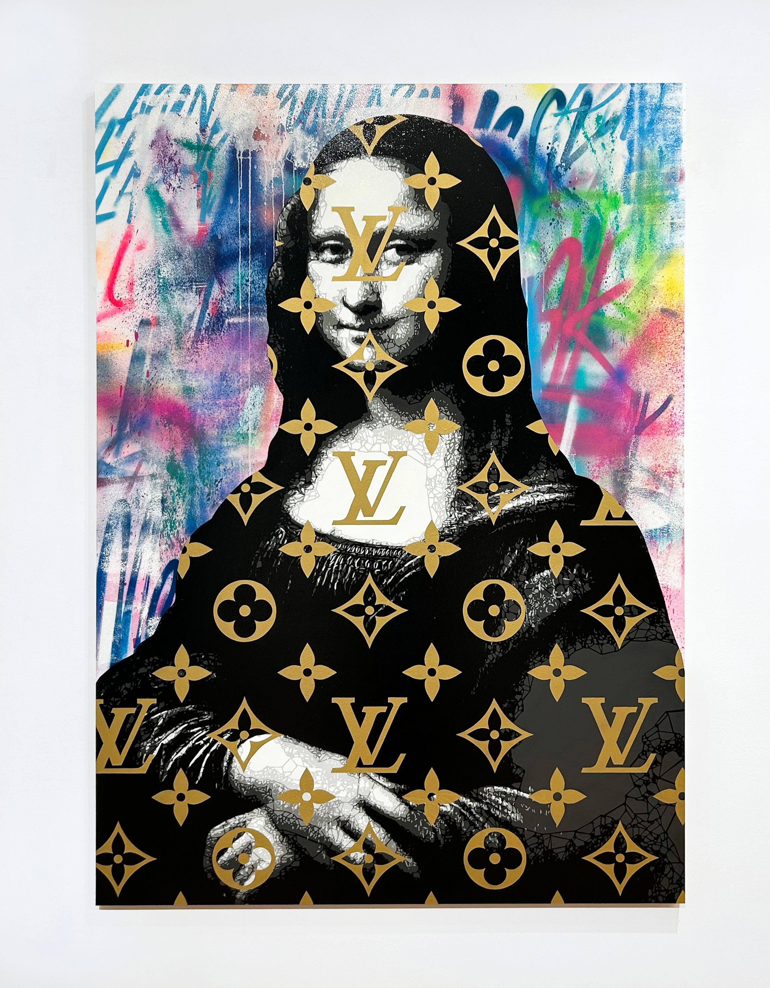 LV Mona Lisa - Mesik - Contemporary Painting by Campbell la Pun