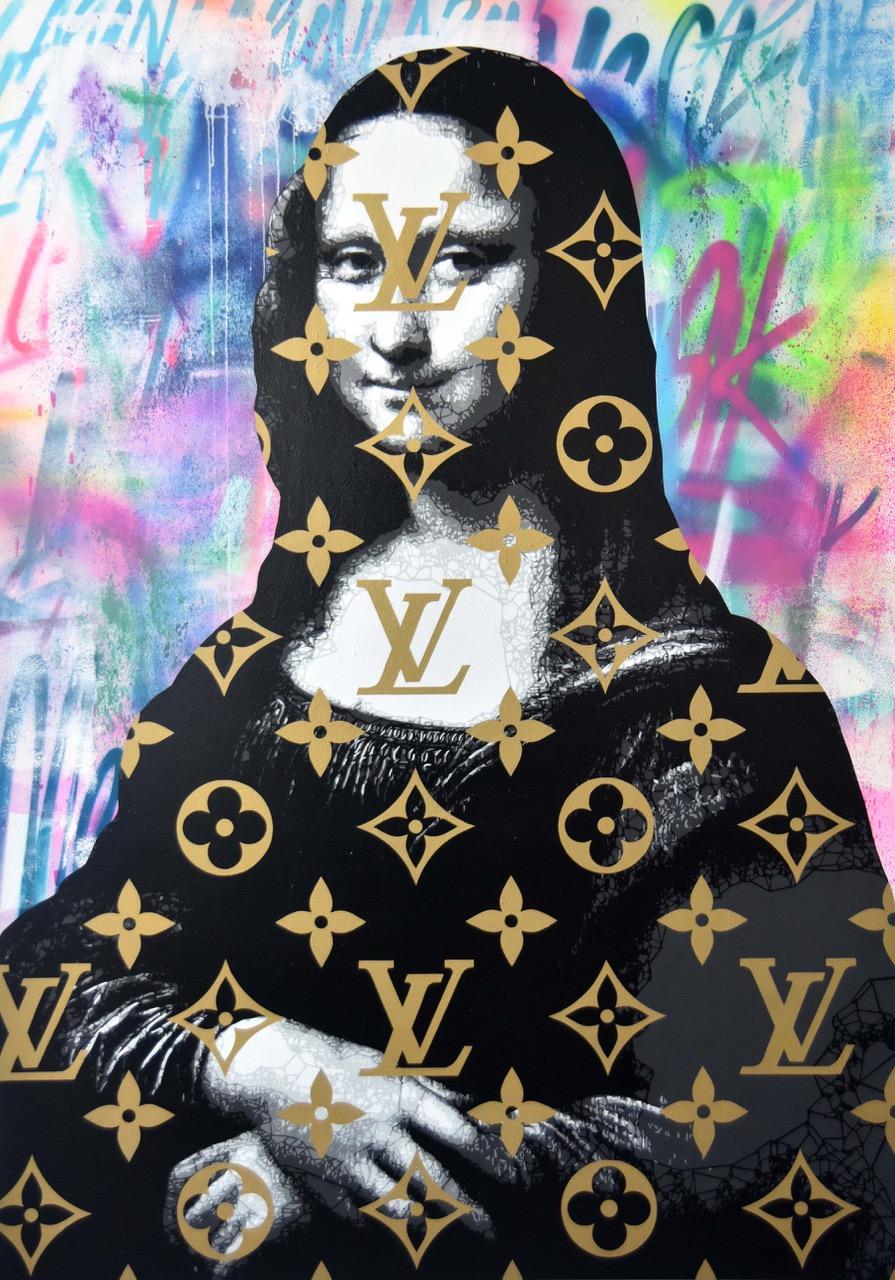 LV Mona Lisa - Mesik - Painting by Campbell la Pun