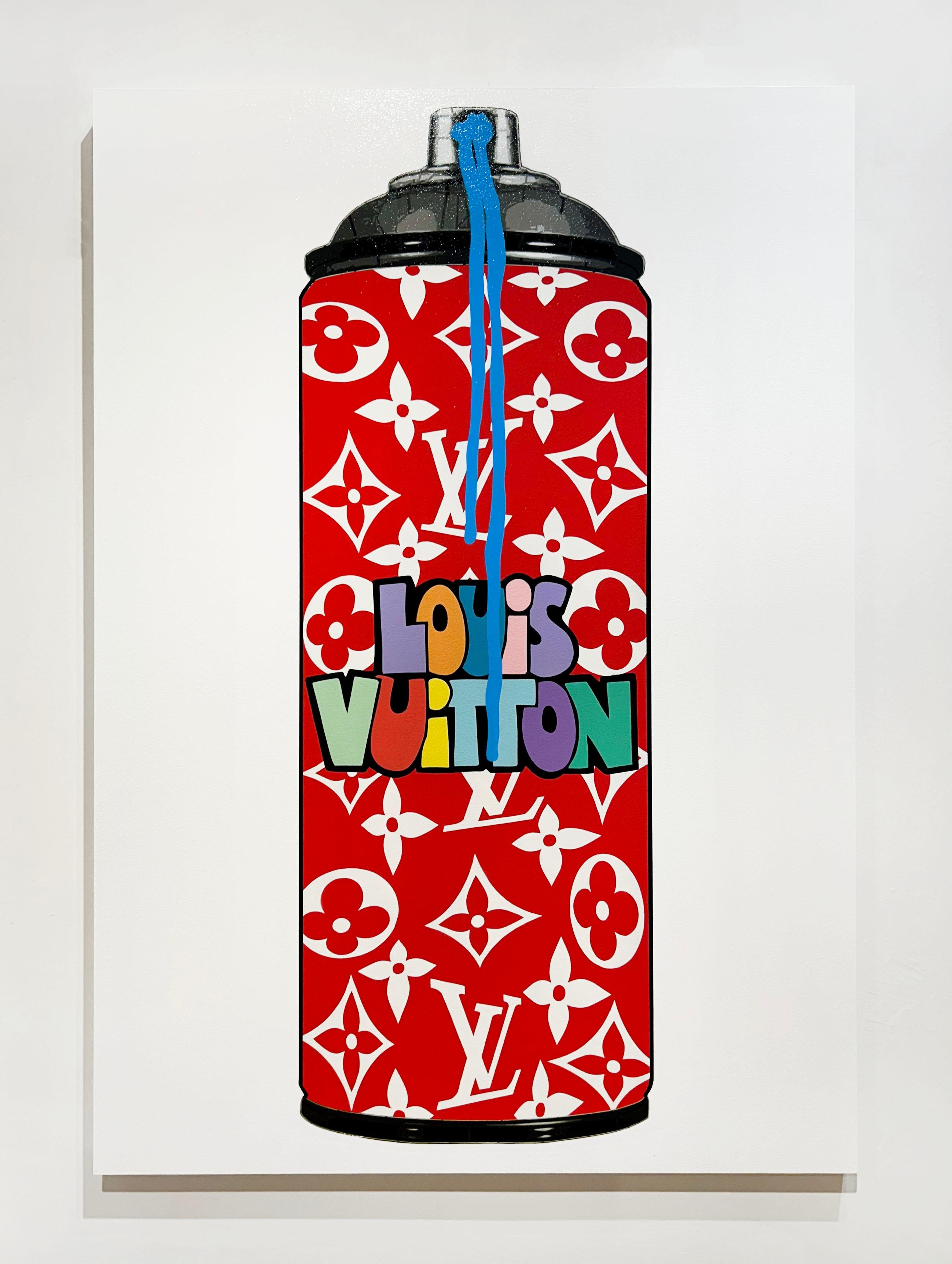 LV Twist - Red (Blue Drip) - Contemporary Painting by Campbell la Pun
