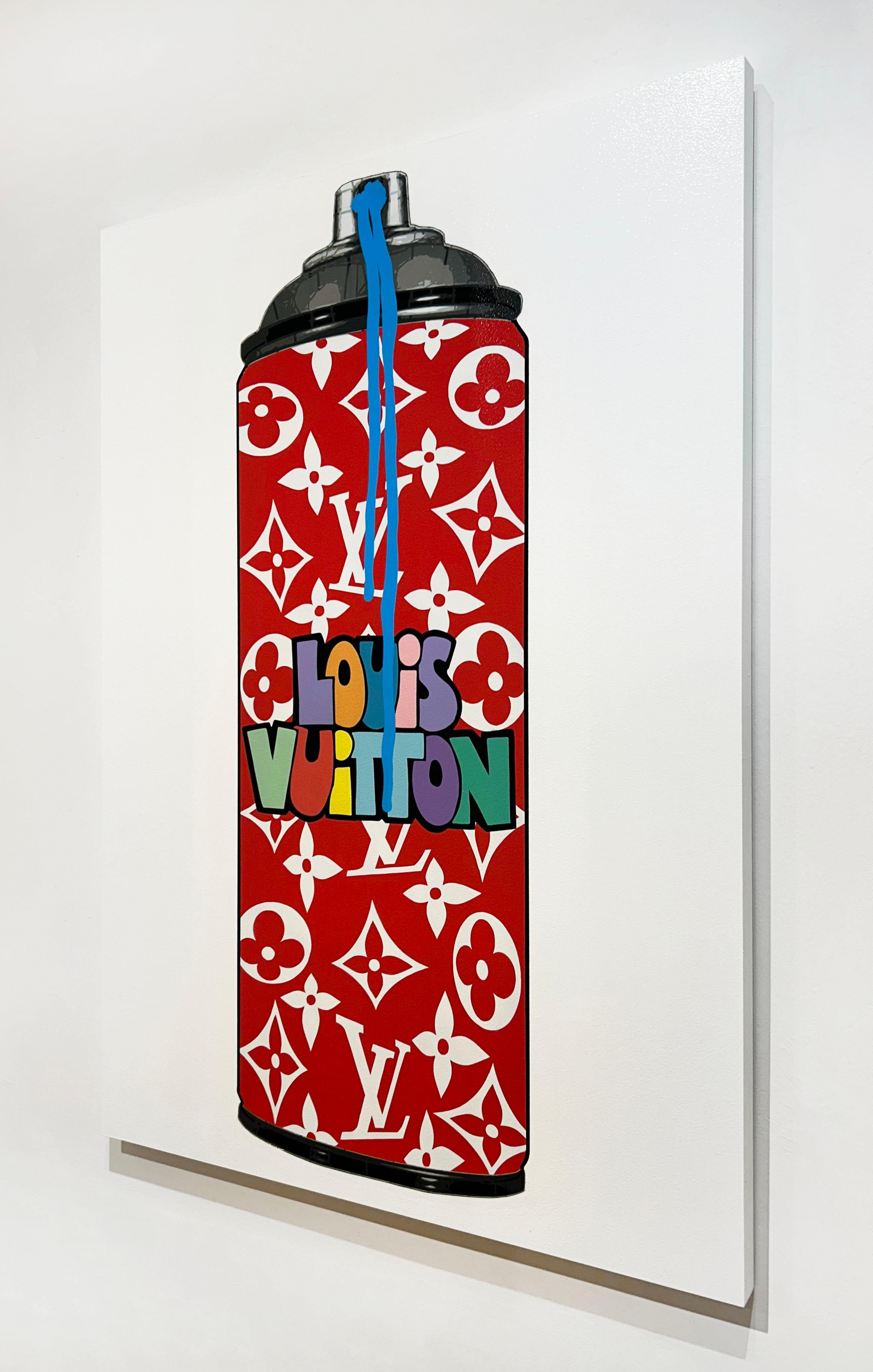 Artist:  La Pun, Campbell
Title:  LV Twist - Red (Blue Drip)
Date:  2025
Medium:  Aerosol on Panel
Unframed Dimensions:  40.5