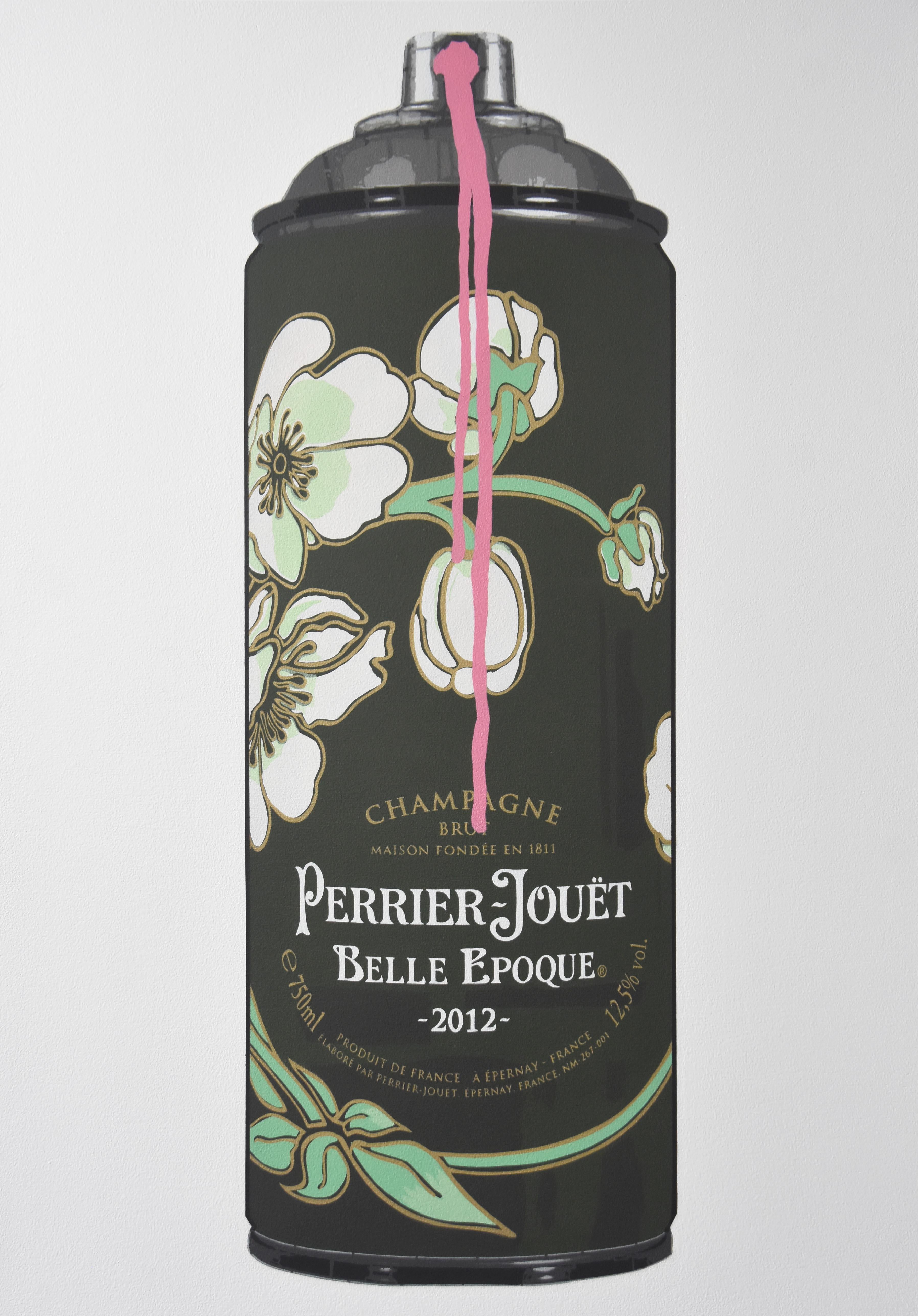 Perrier-Jouet 2012 (pink drip) - Painting by Campbell la Pun