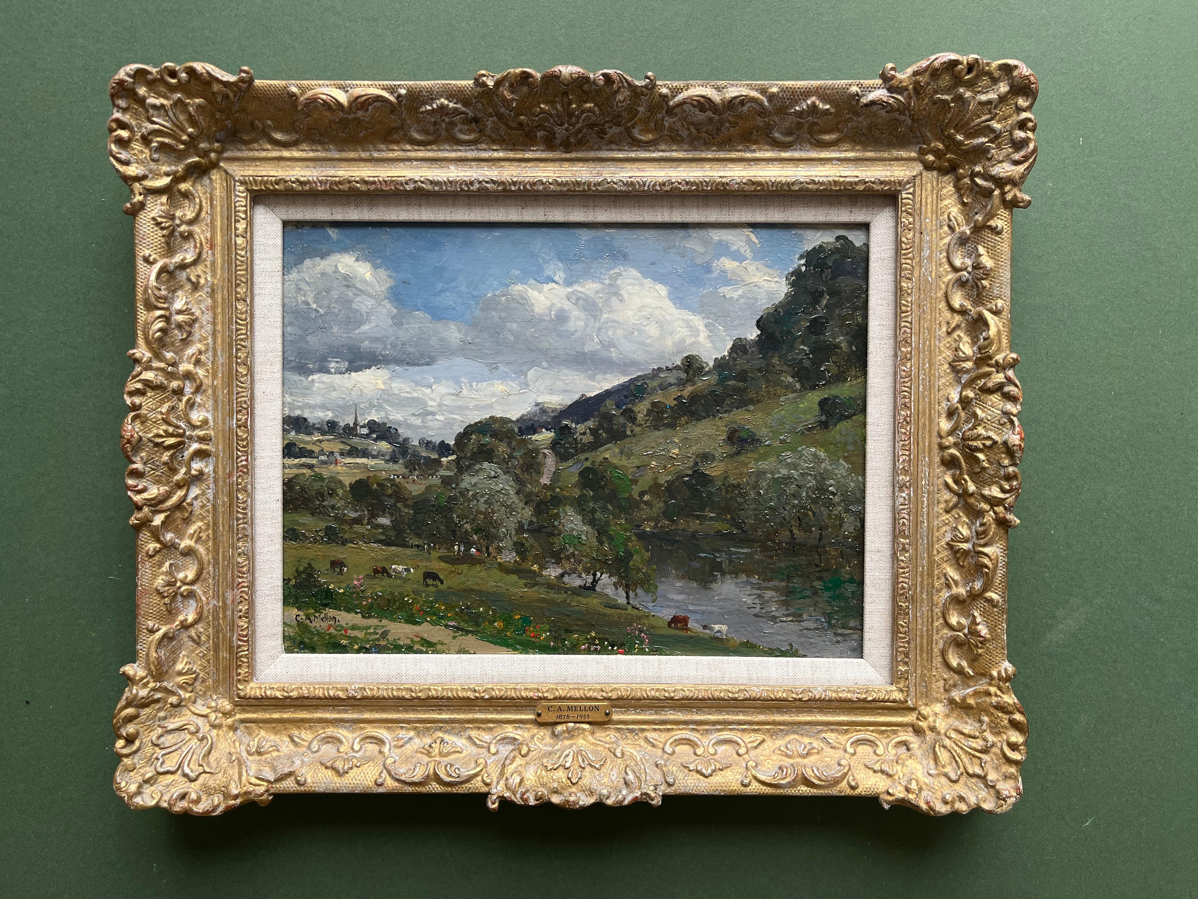 Scena impressionista britannica en plein air della Valle di Wye - Painting Impressionismo di CAMPBELL MELLON