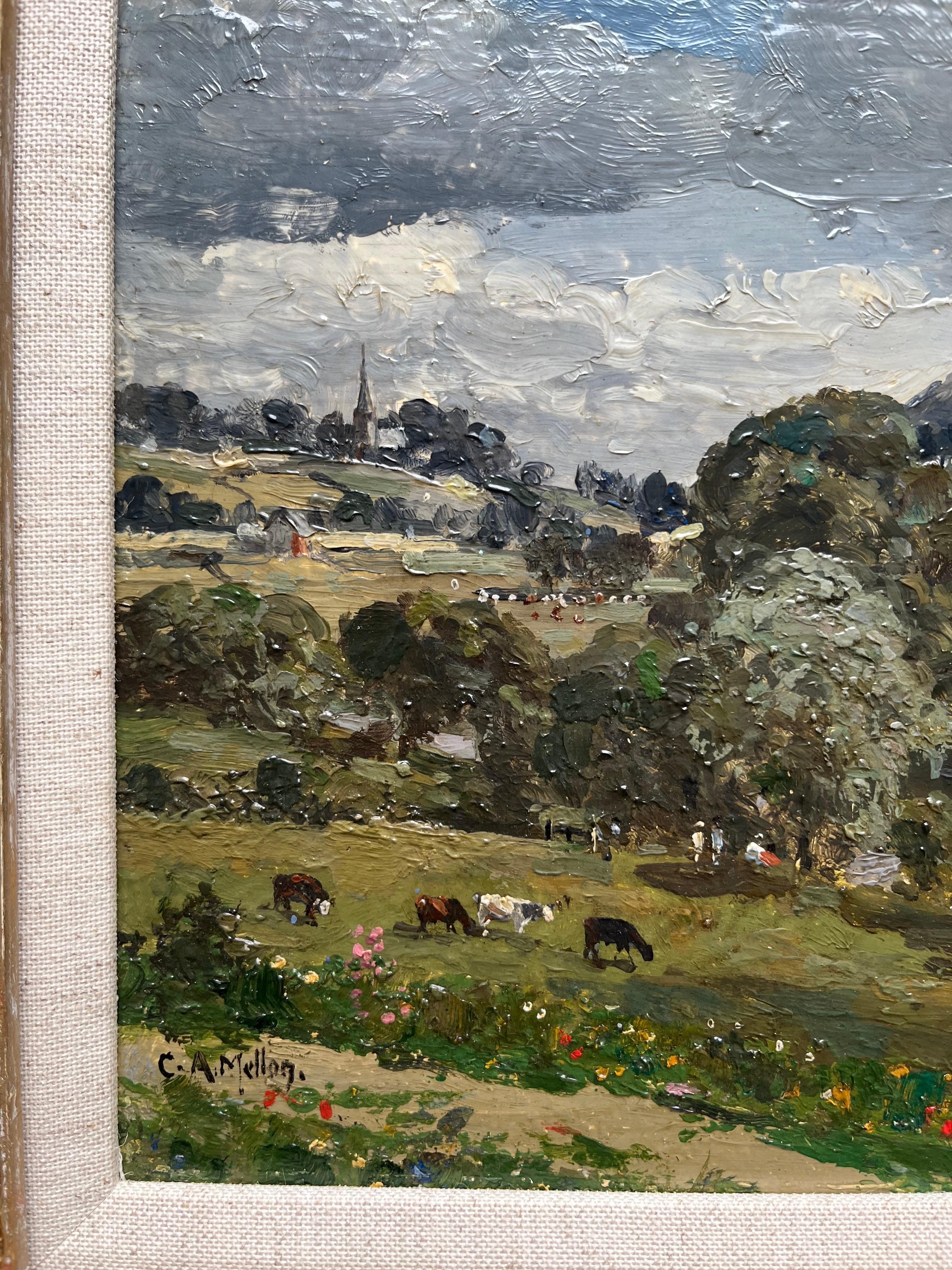 Scena impressionista britannica en plein air della Valle di Wye 1