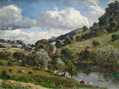 Tableau impressionniste britannique en plein air de la vallée du Wye Valley
