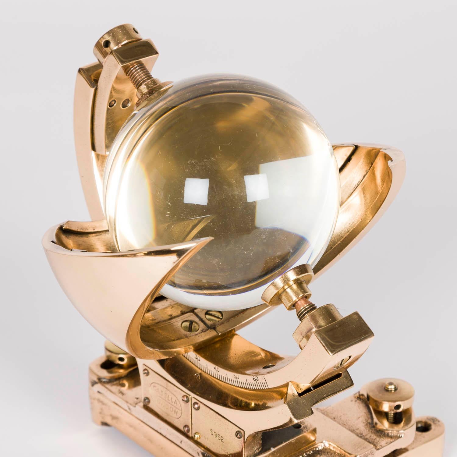 Brass Campbell–Stokes sunshine recorder by Casella & Co of London For Sale