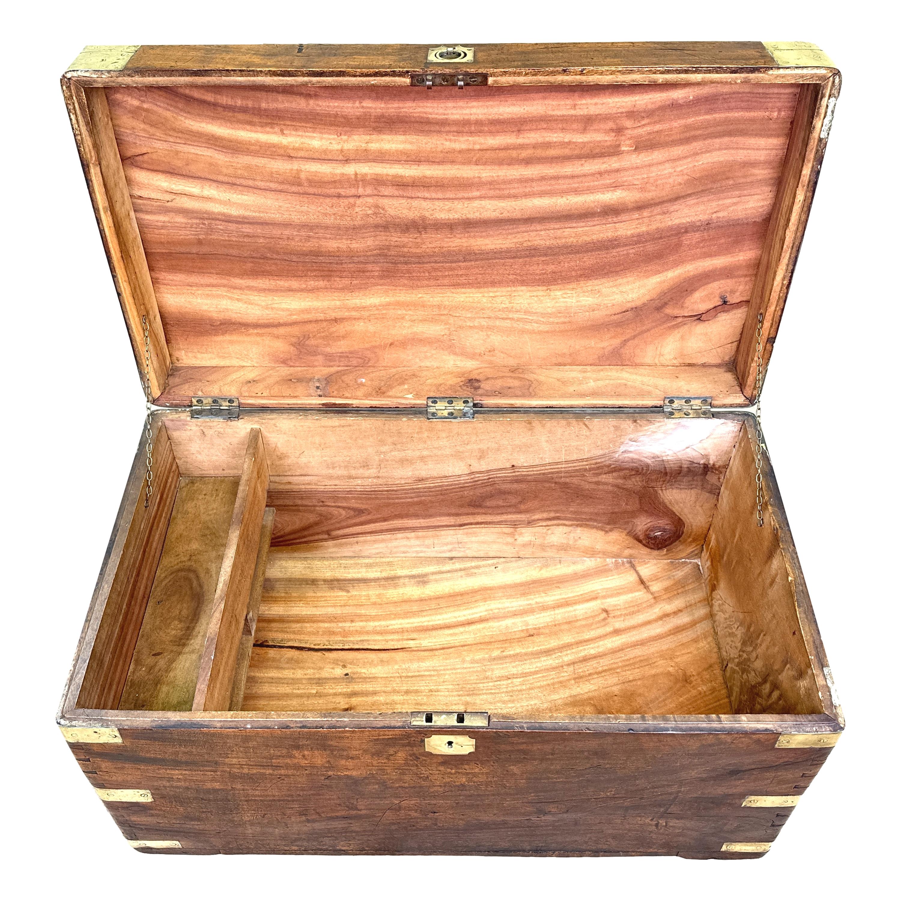 English Camphor Wood 19th Century Military Campaign Trunk