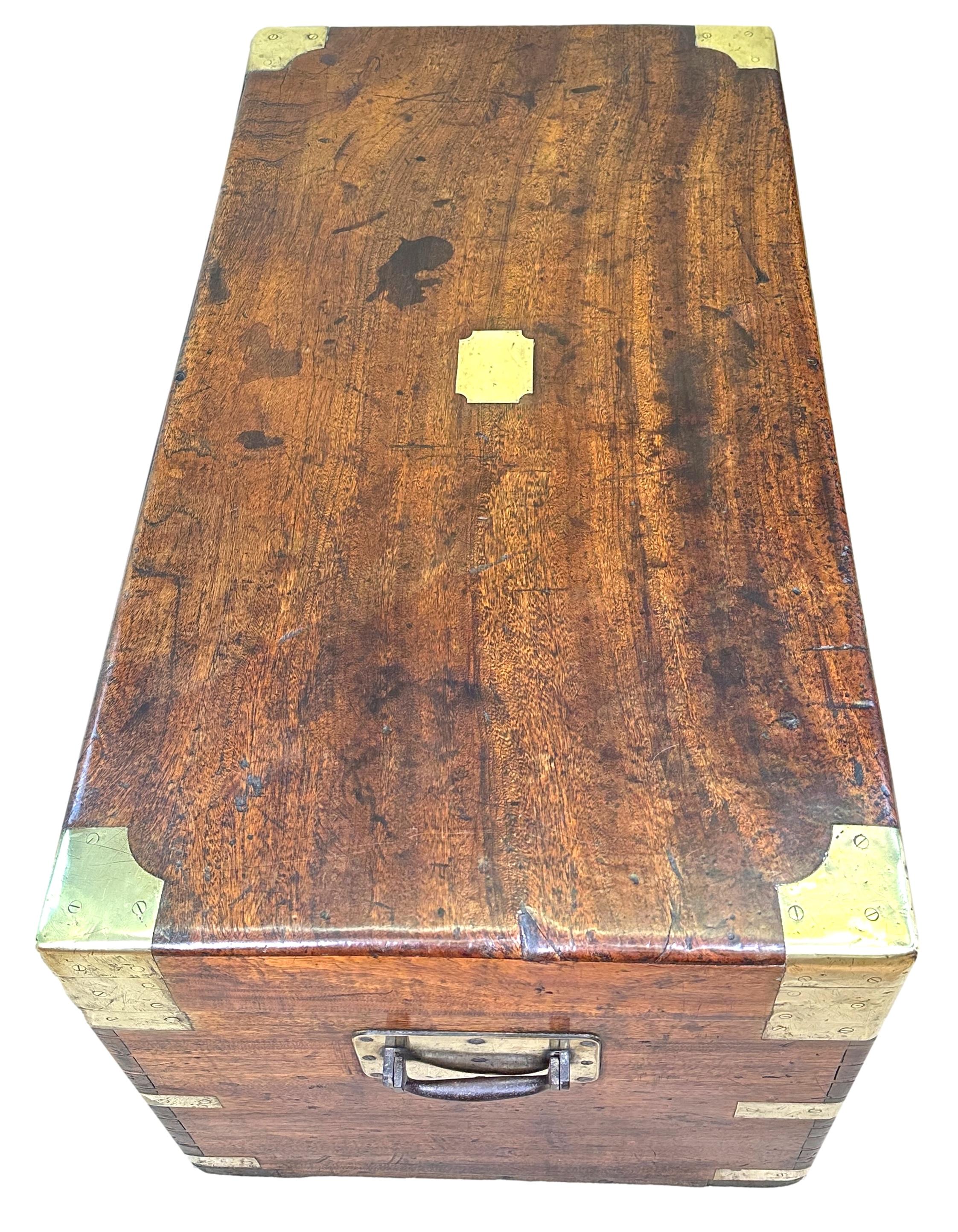 Camphor Wood 19th Century Military Campaign Trunk In Good Condition In Bedfordshire, GB