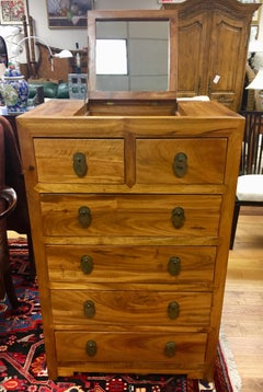 Camphor Wood British Officers Campaign Chest Dresser Vanity with Hidden Mirror