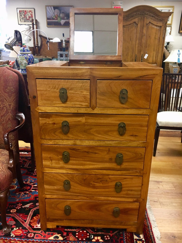 Camphor Wood British Officers Campaign Chest Dresser Vanity with Hidden