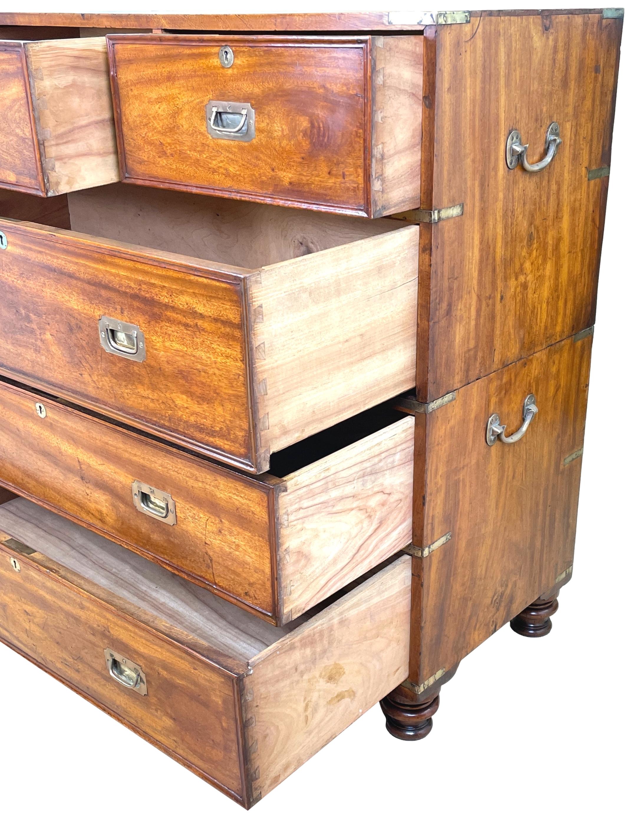 Camphor Wood Military Campaign Chest Of Drawers In Good Condition In Bedfordshire, GB