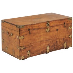 Antique Camphor Wood Trunk Made for the English Market with Brass Hardware, circa 1880