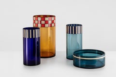 Campi vase, enameled blue glass