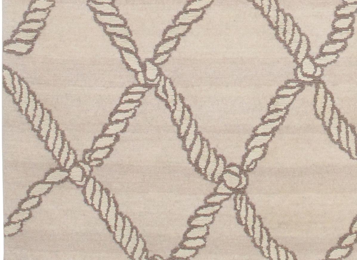 Campion Platt - Big Catch Teppich 6' x 9' Handgeknüpfter Teppich aus Wolle und Seide, seltener Teppich (Nepalesisch) im Angebot