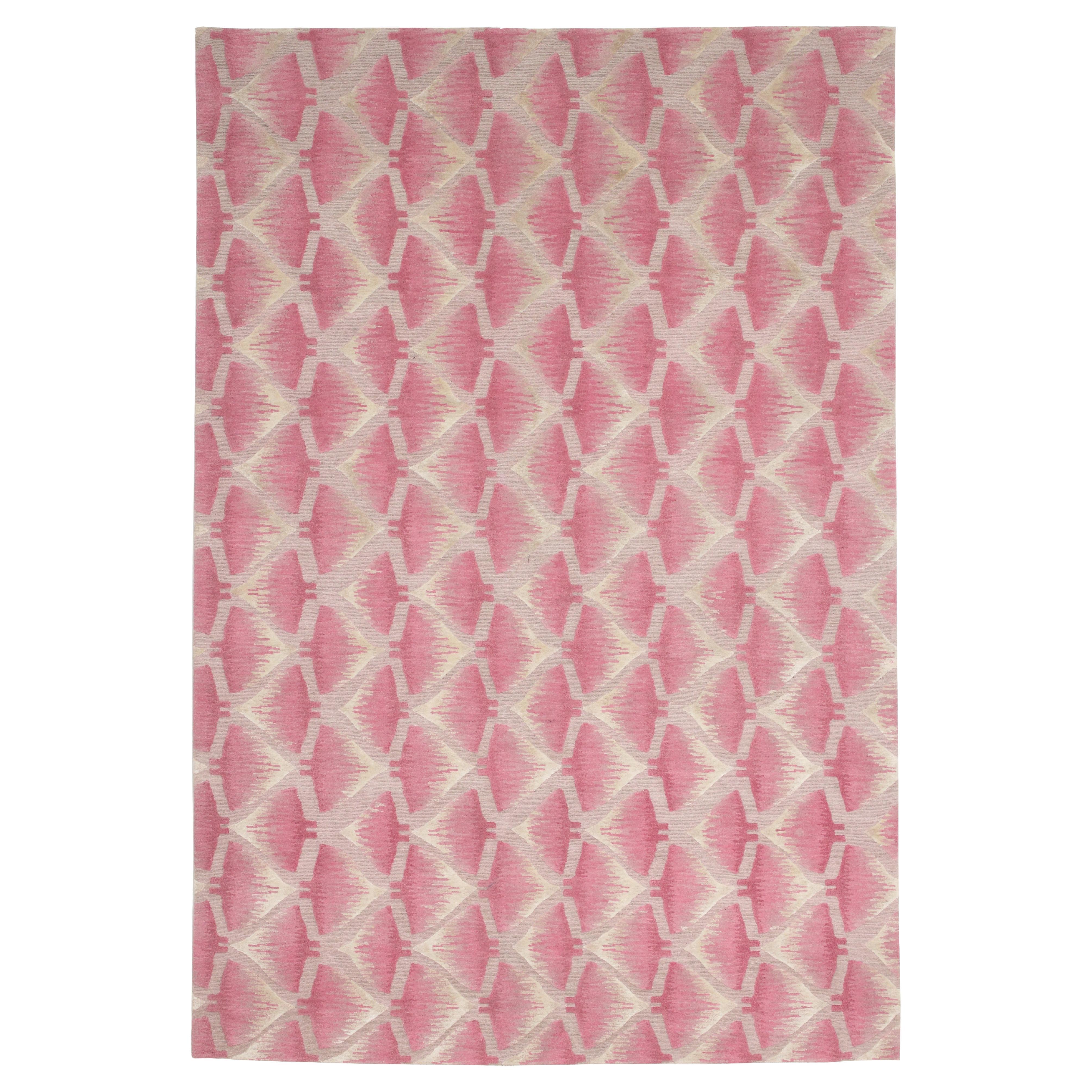 Campion Platt, 'Manta Rays' Rug Wool Silk Carpet Hand-Knotted Pink 6x9 ft RARE