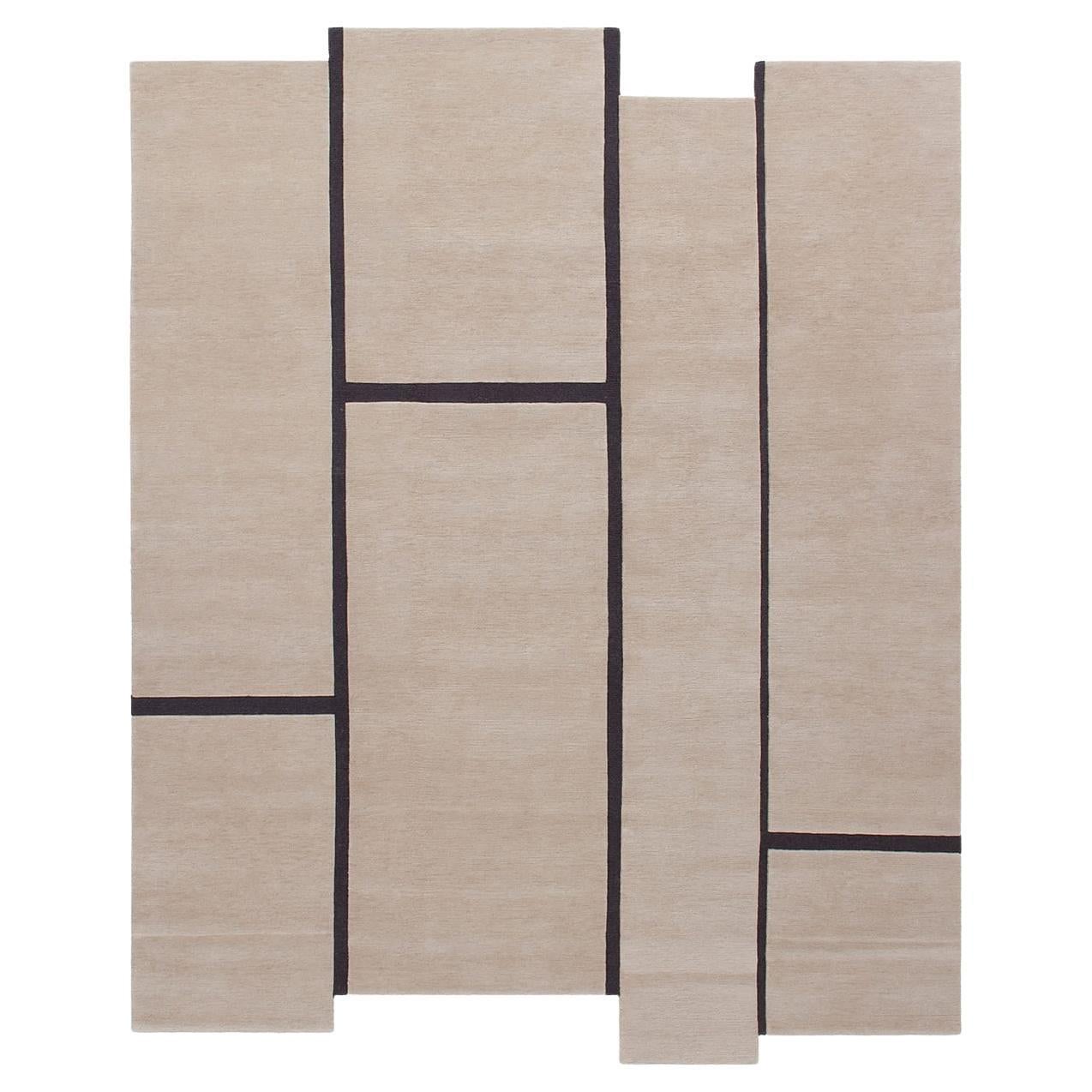 Campiture Beige and Black Carpet by Elisa Ossino For Sale