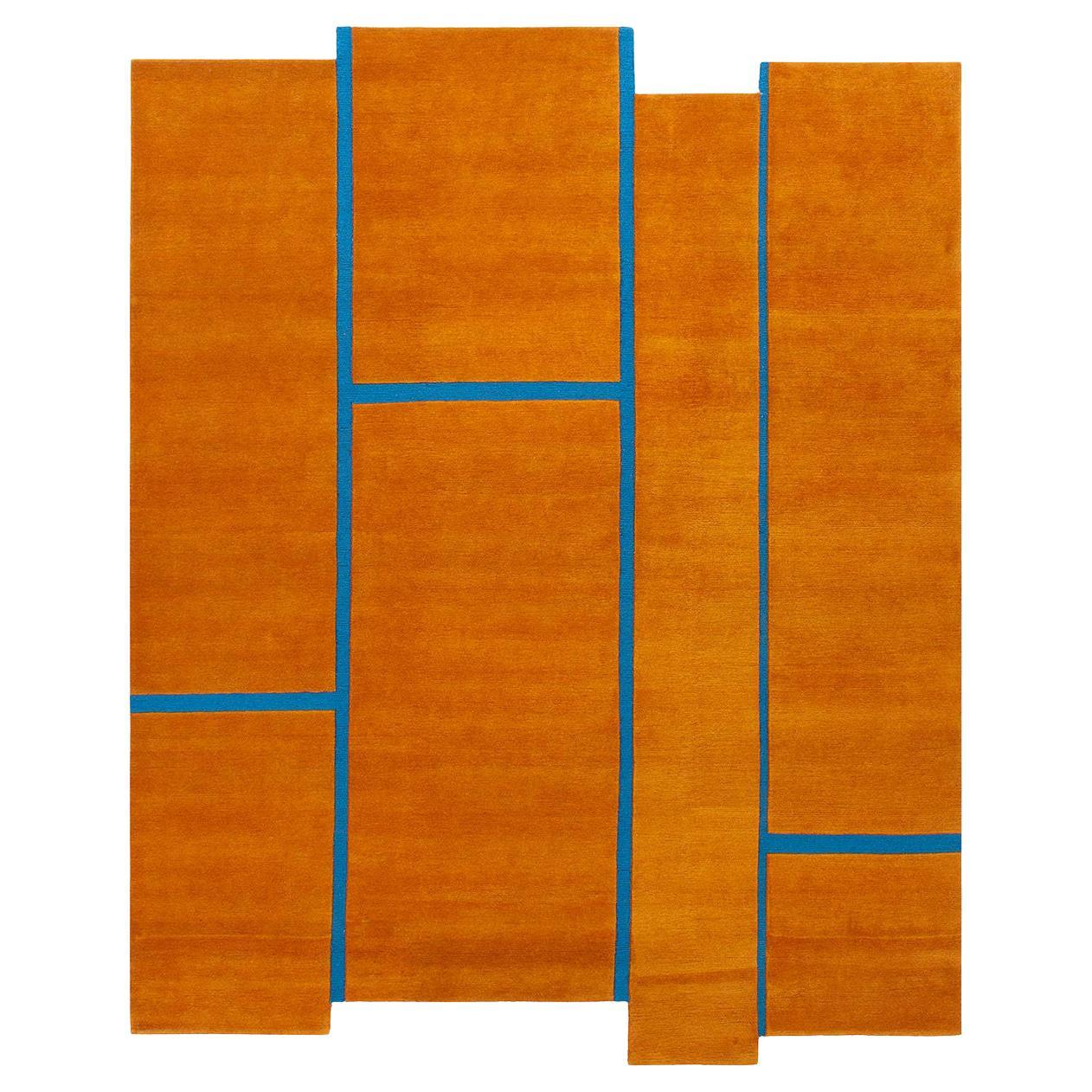 Tapis de campagne orange et bleu d'Elisa Ossino