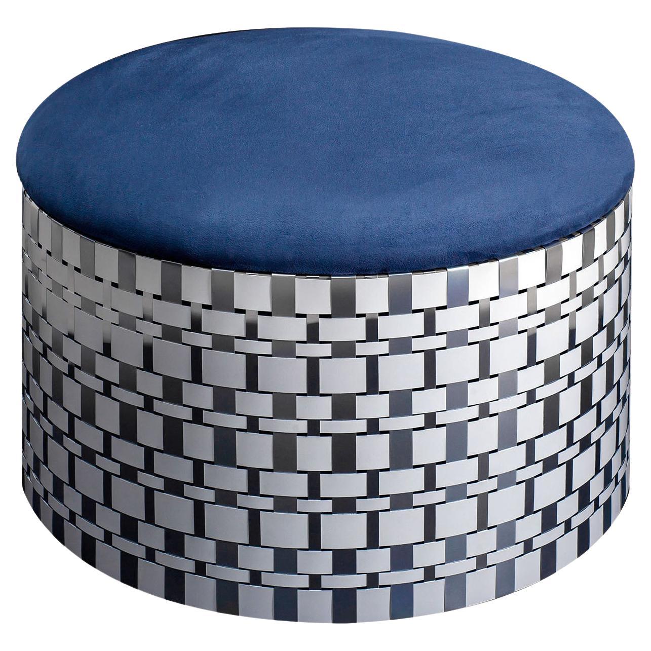 Campo Blue Pouf by Splot Design For Sale