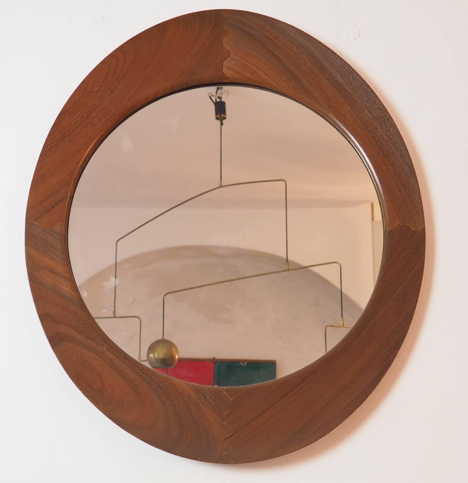 Mid-Century Modern Campo e Graffi Midcentury Wall Mirror for Home, Oval Teak Frame, Torino, 1950s