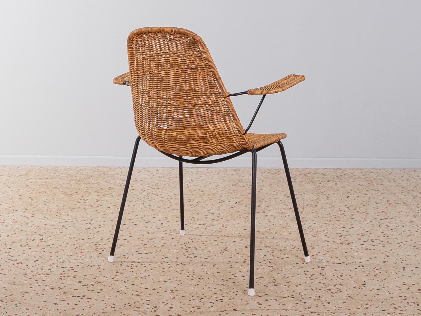 Italian Campo e Graffi wicker chair from 1950s