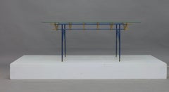 Campo Graffi 'Attr' Coffee Table, Glass Top over Ribbed Plywood Supports