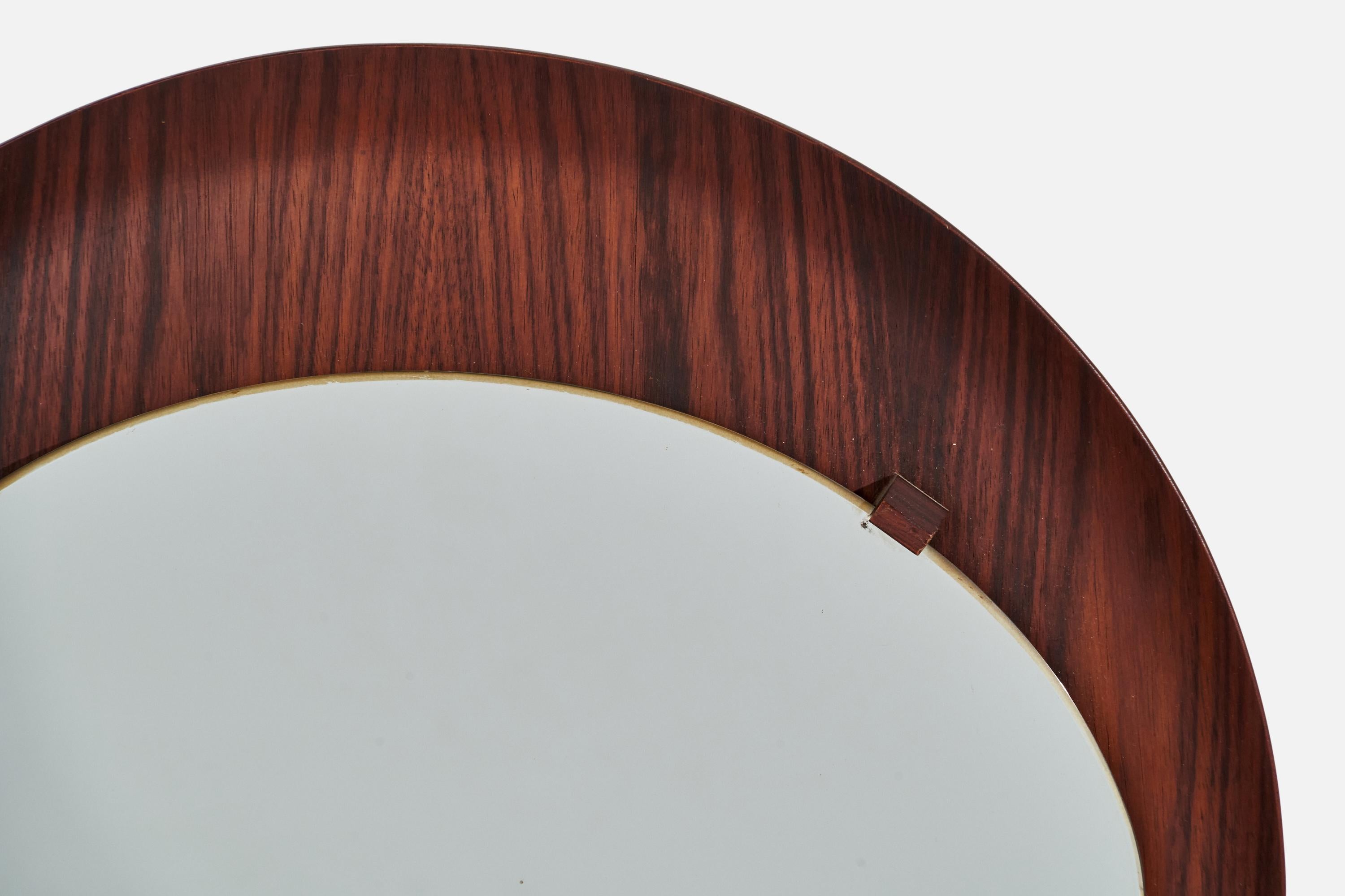 Italian Campo & Graffi 'Attributed', Wall Mirror, Rosewood, Mirror Glass, Italy, 1950s For Sale