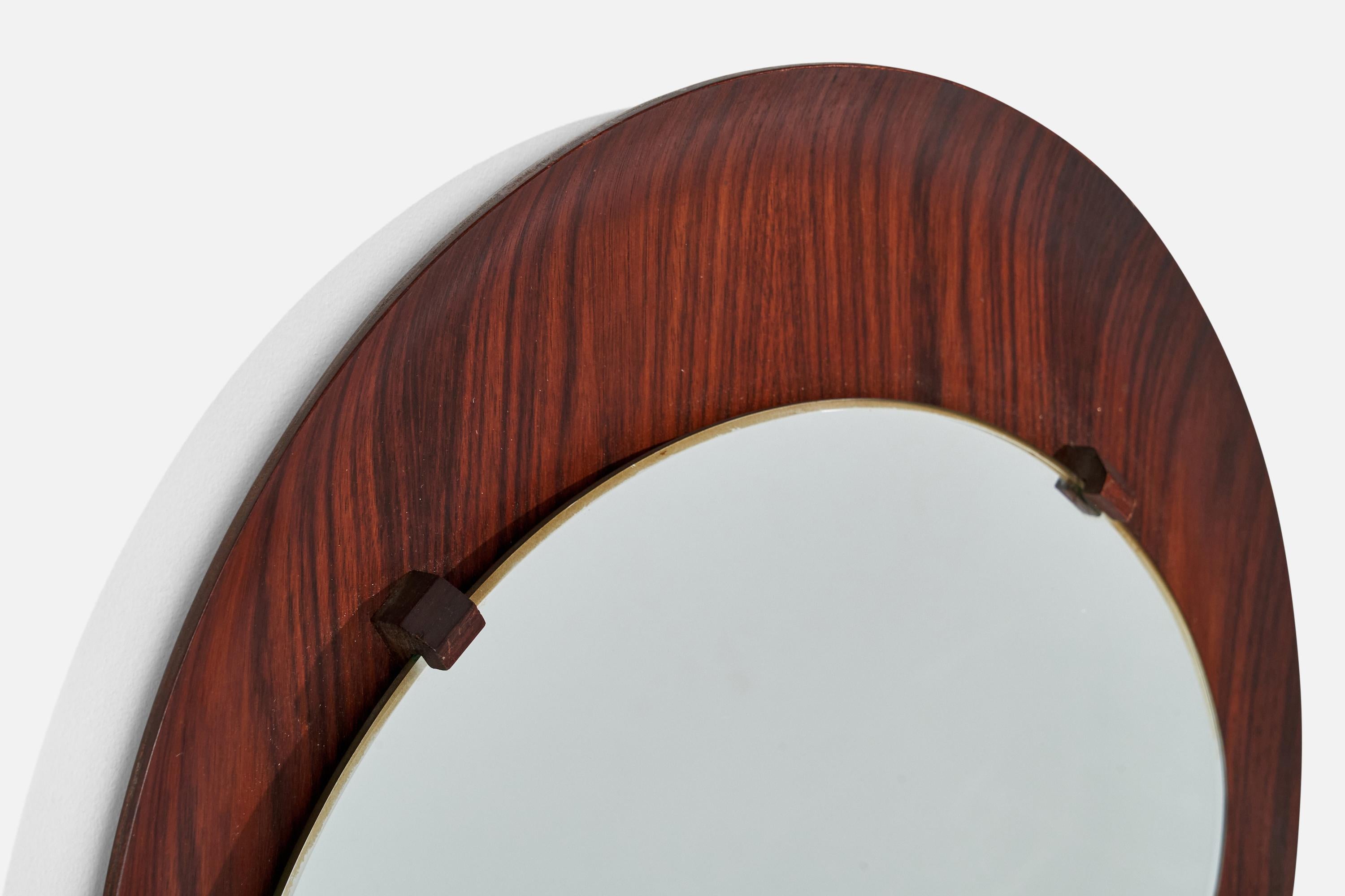 Campo & Graffi 'Attributed', Wall Mirror, Rosewood, Mirror Glass, Italy, 1950s In Good Condition For Sale In High Point, NC