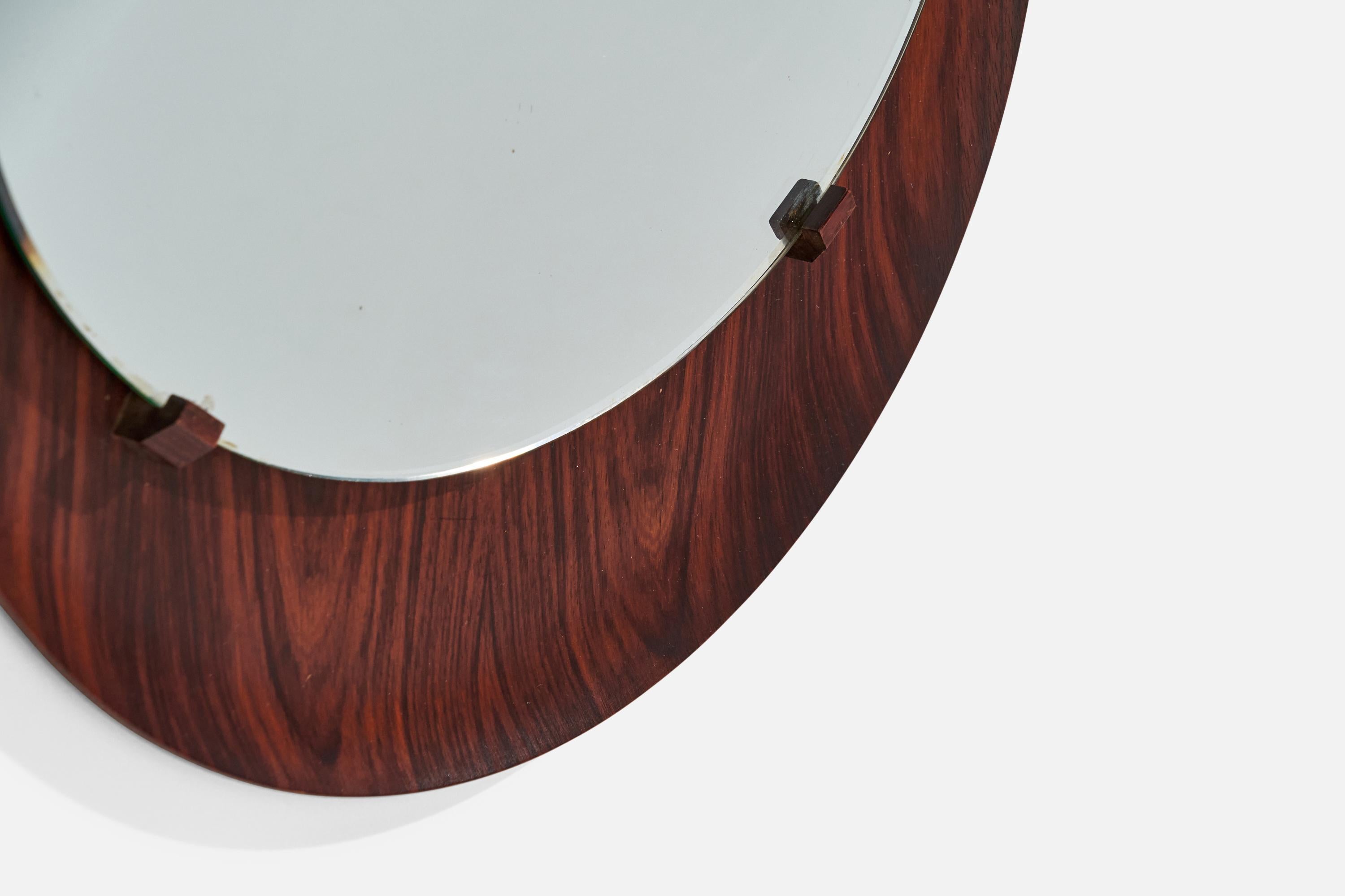Mid-20th Century Campo & Graffi 'Attributed', Wall Mirror, Rosewood, Mirror Glass, Italy, 1950s For Sale