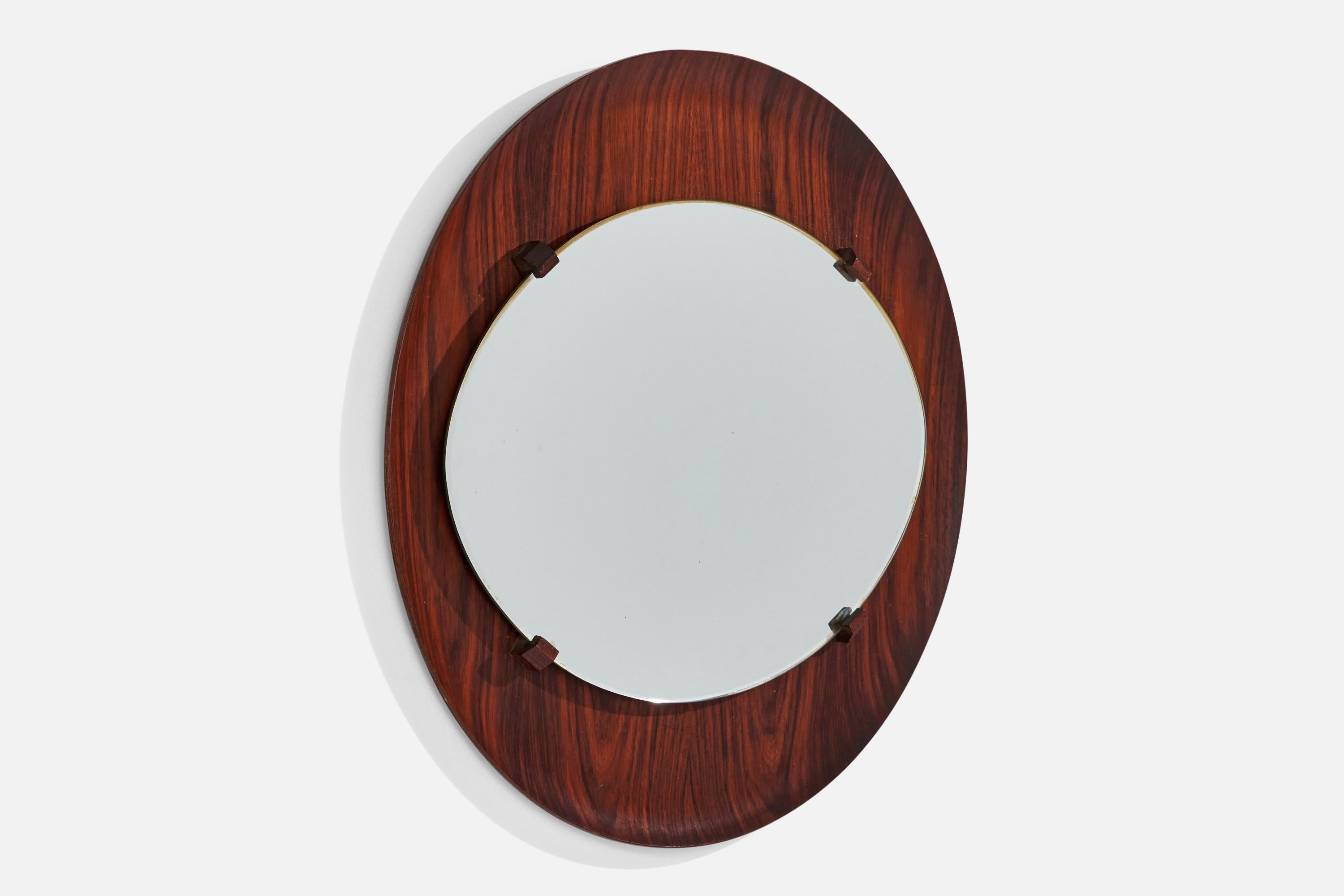Campo & Graffi 'Attributed', Wall Mirror, Rosewood, Mirror Glass, Italy, 1950s For Sale 1