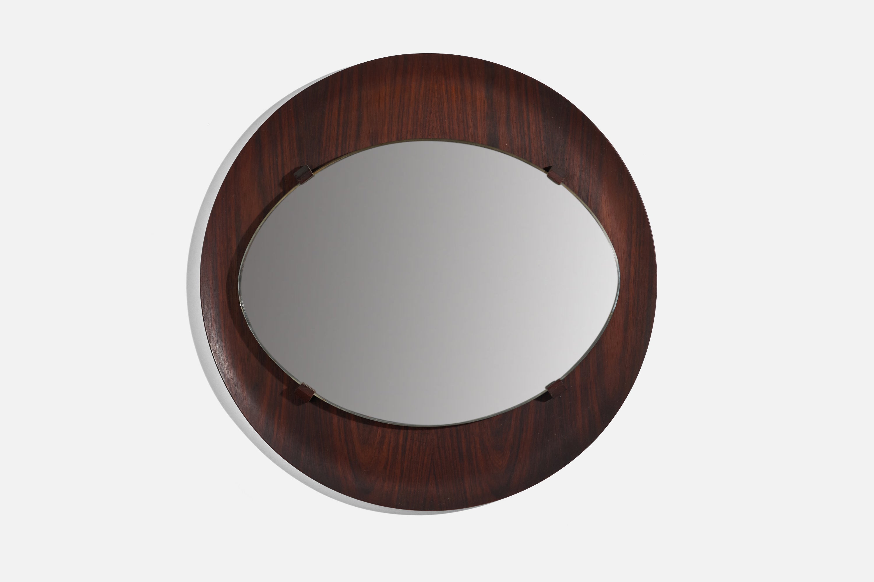 Campo & Graffi 'Attributed', Wall Mirror, Rosewood, Mirror Glass, Italy, 1950s