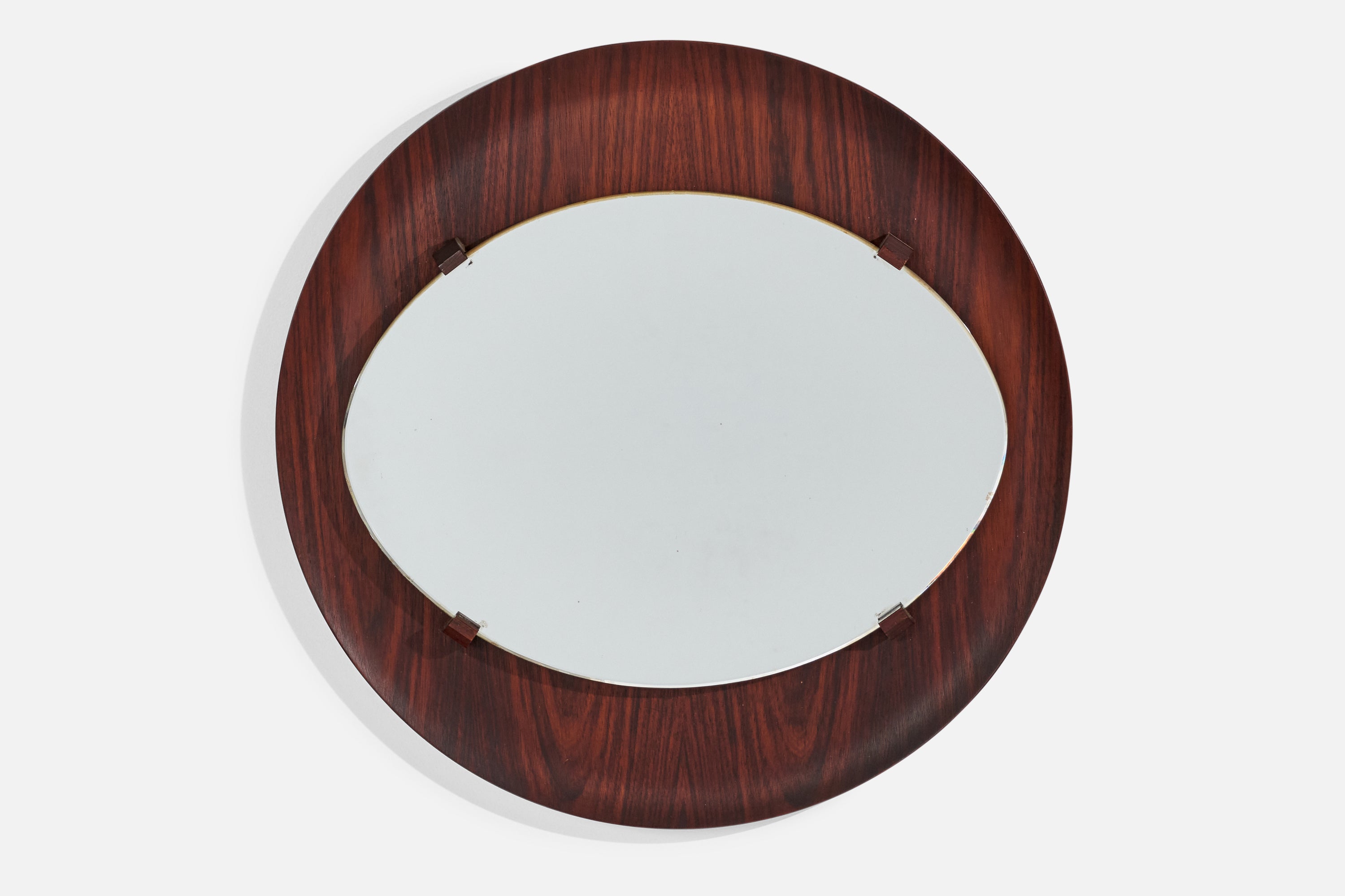 Campo & Graffi 'Attributed', Wall Mirror, Rosewood, Mirror Glass, Italy, 1950s